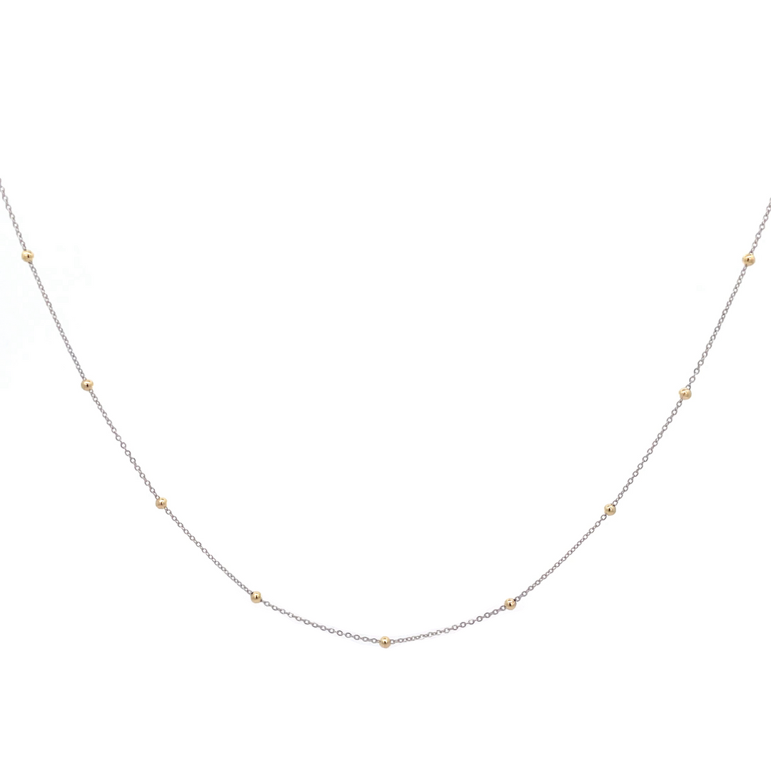 9ct Gold Delicate Trace Necklace with Ball Accents