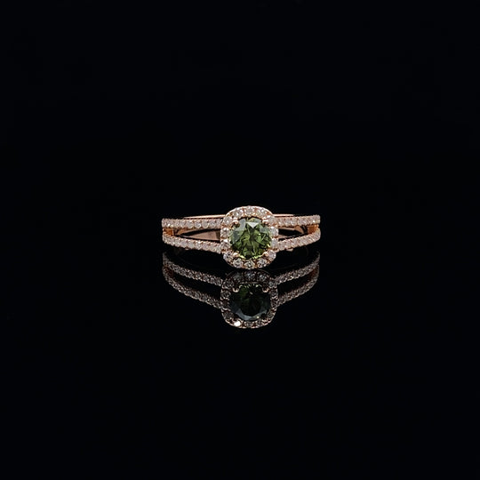 18ct Rose Gold 0.72ct Sapphire and 0.32ct Diamond Ring
