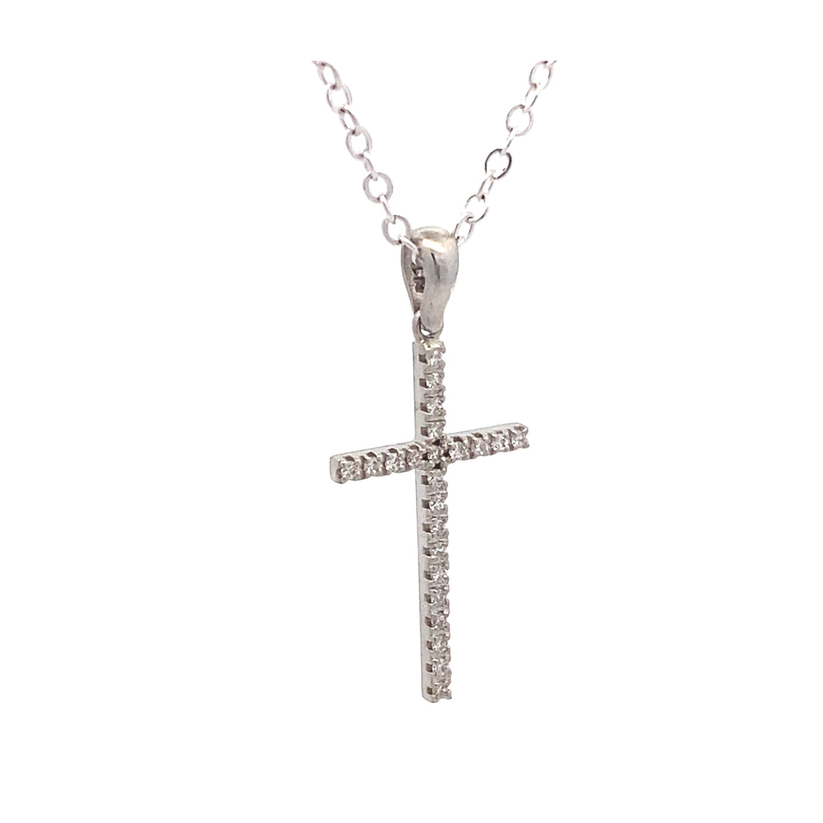 18ct White Gold Diamond Set Cross Pendant