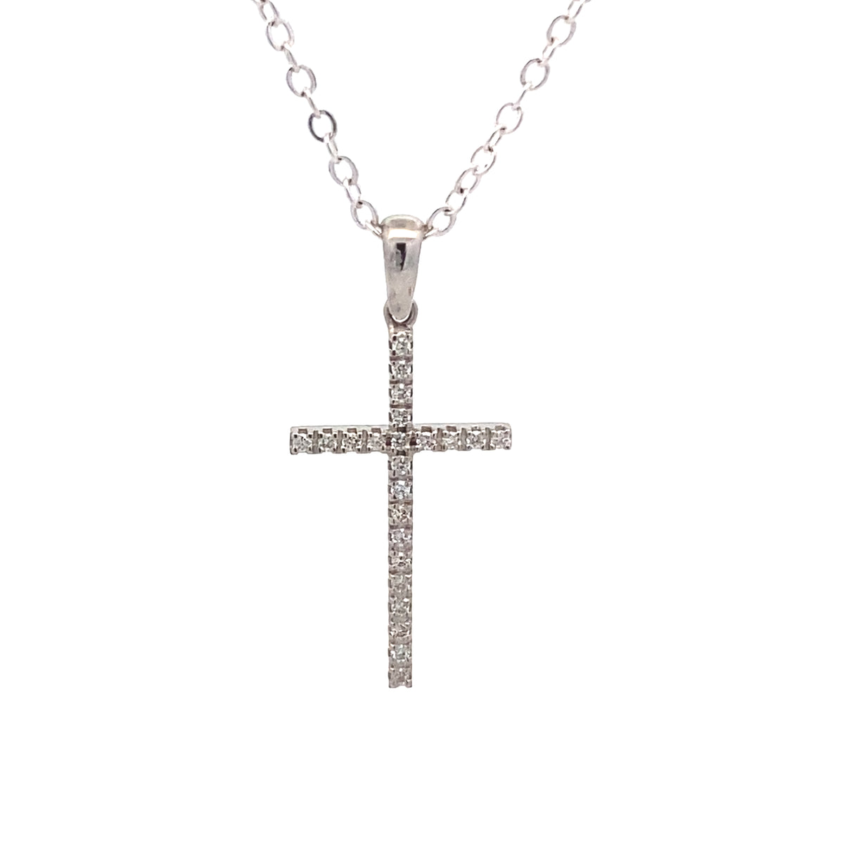 18ct White Gold Diamond Set Cross Pendant