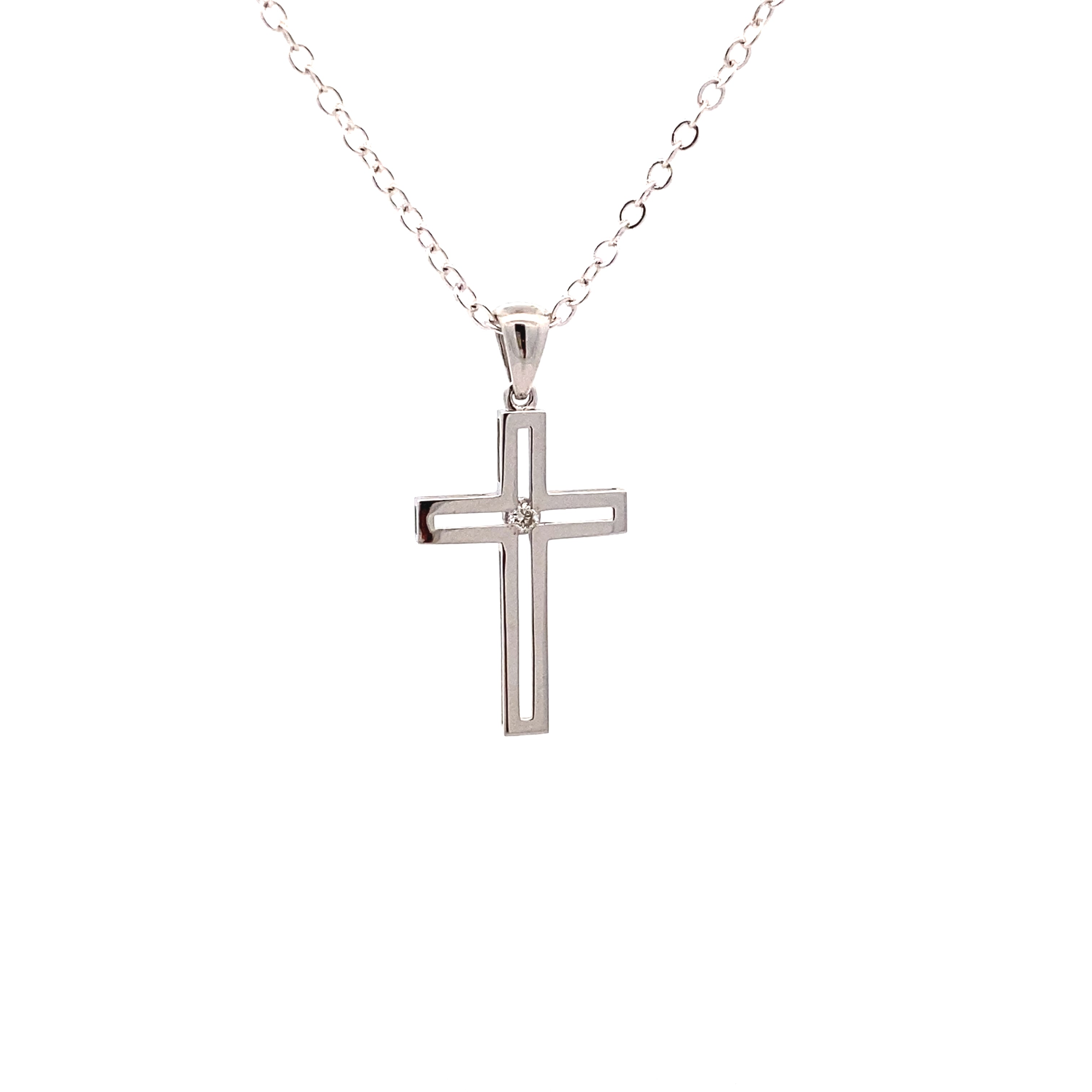 Sophisticated 9ct Gold Diamond Cross Pendant