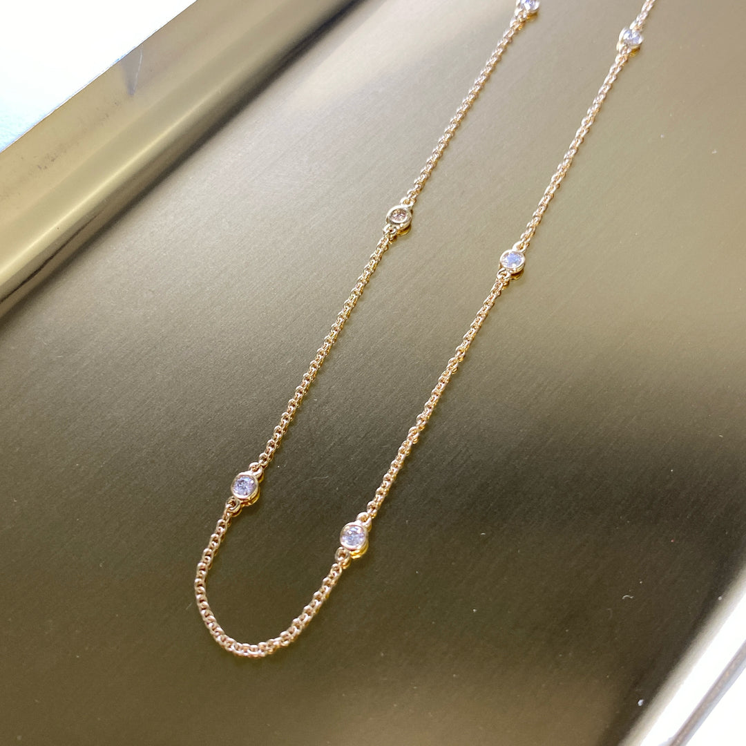 18ct Gold Diamond Station Necklace
