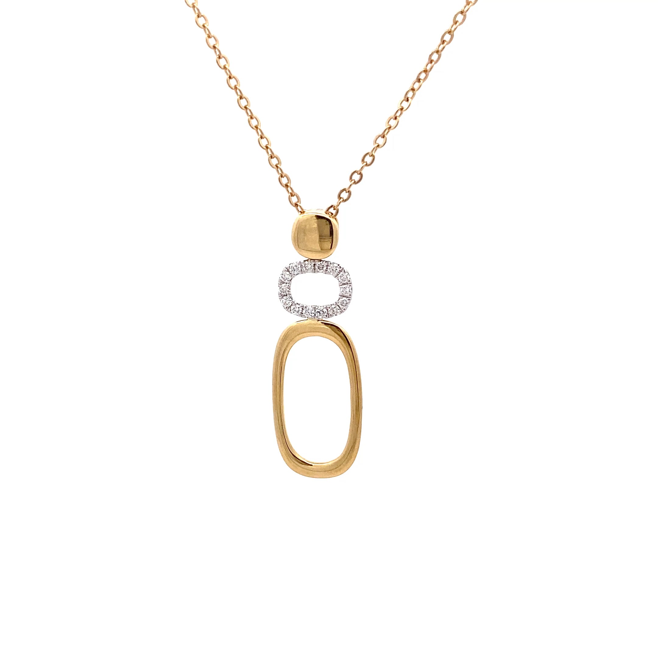 18ct Yellow Gold Modern Geometric Necklace with Natural Diamonds