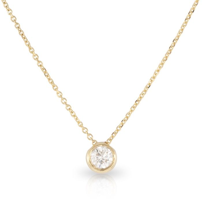 18ct Yellow Gold Bezel Set Natural Diamond Necklace