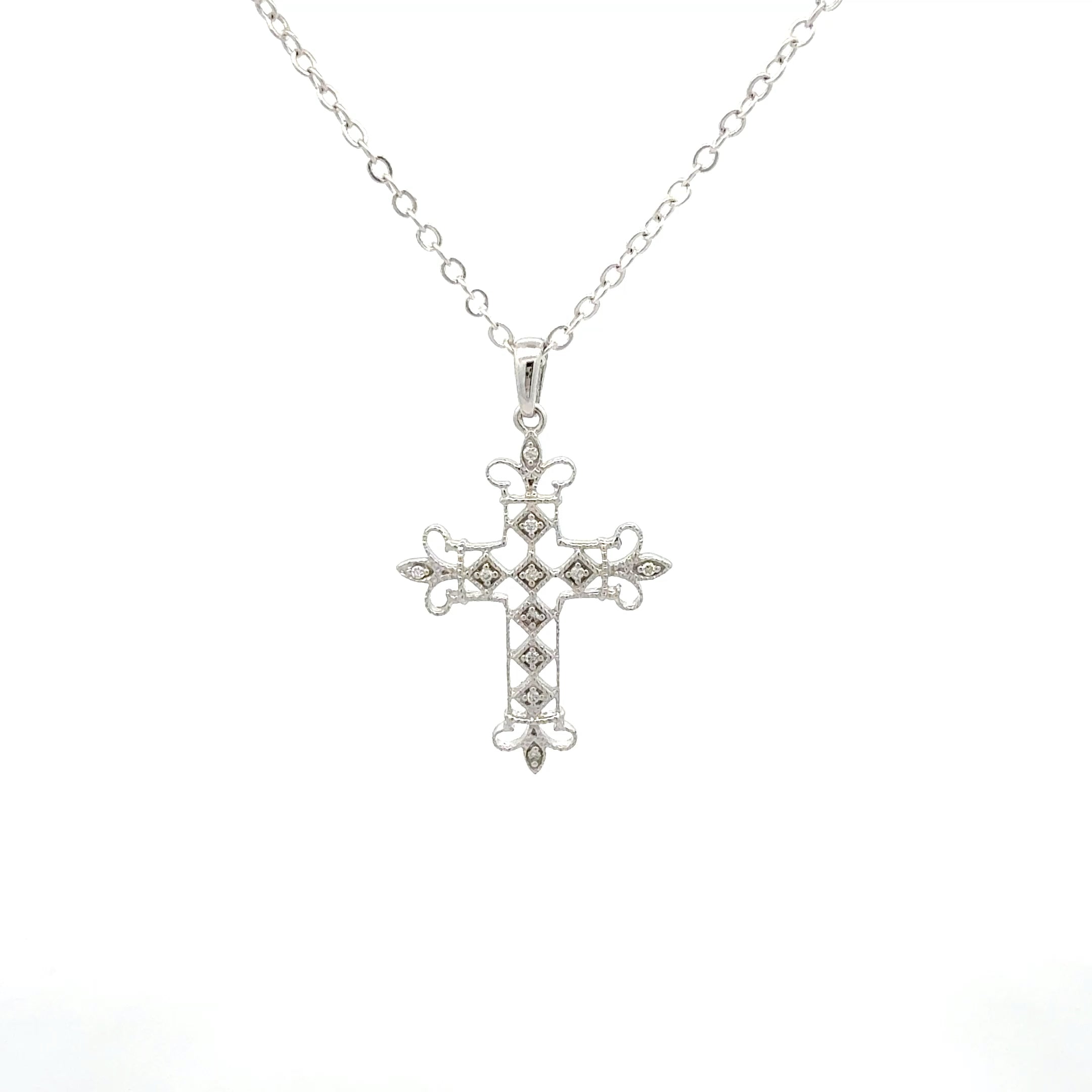 18ct White Gold Diamond Cross Pendant