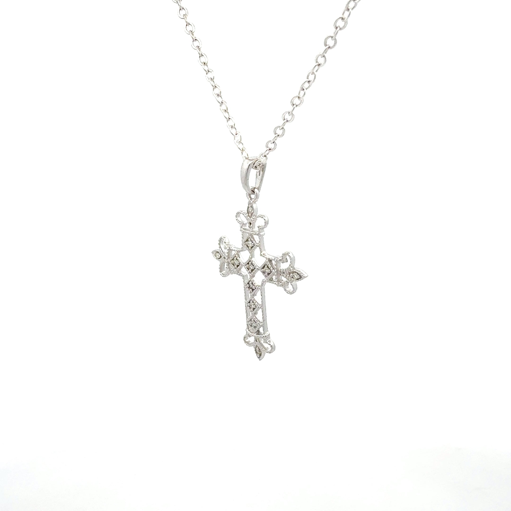 18ct White Gold Diamond Cross Pendant