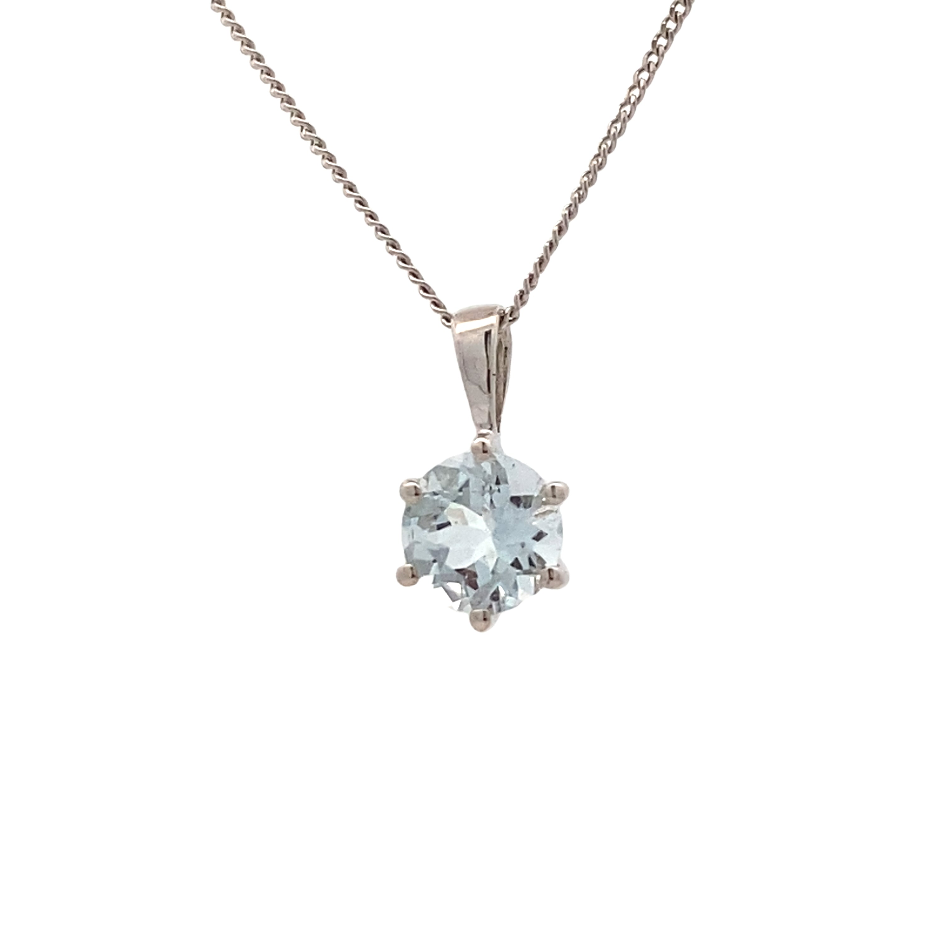 9ct White Gold Aquamarine Pendant