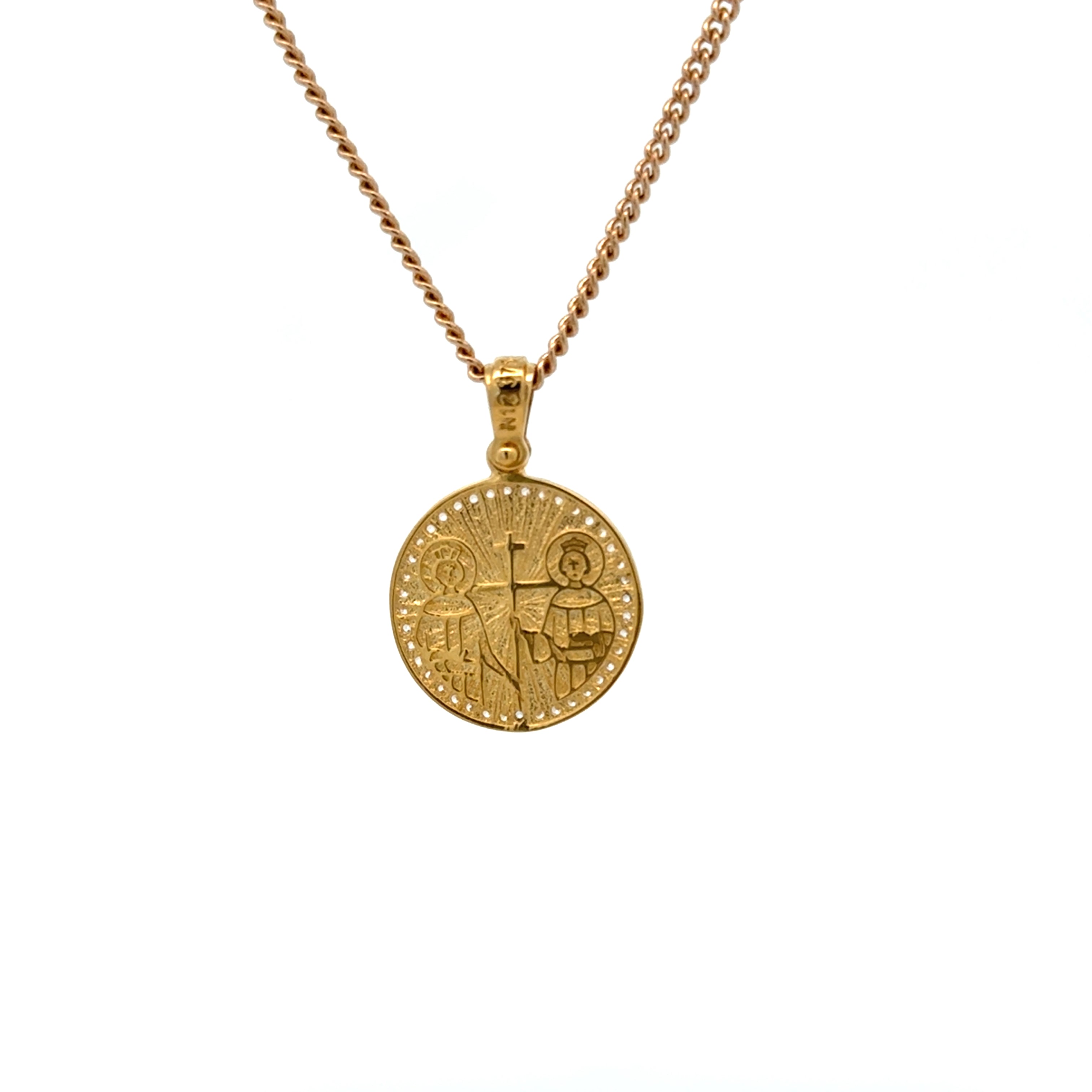 9ct Yellow Gold Cubic Zirconia Round Orthodox Medallion