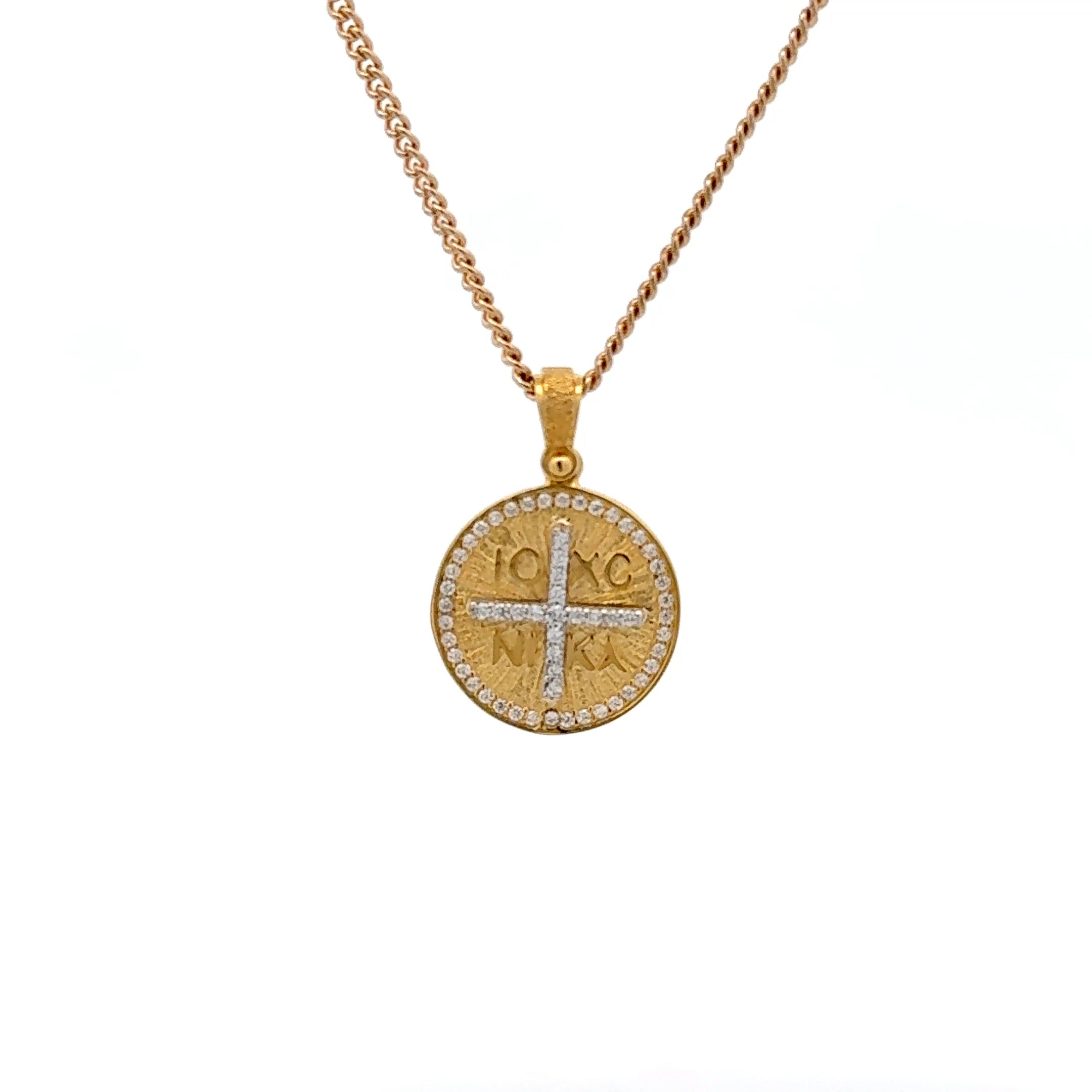 9ct Yellow Gold Cubic Zirconia Round Orthodox Medallion