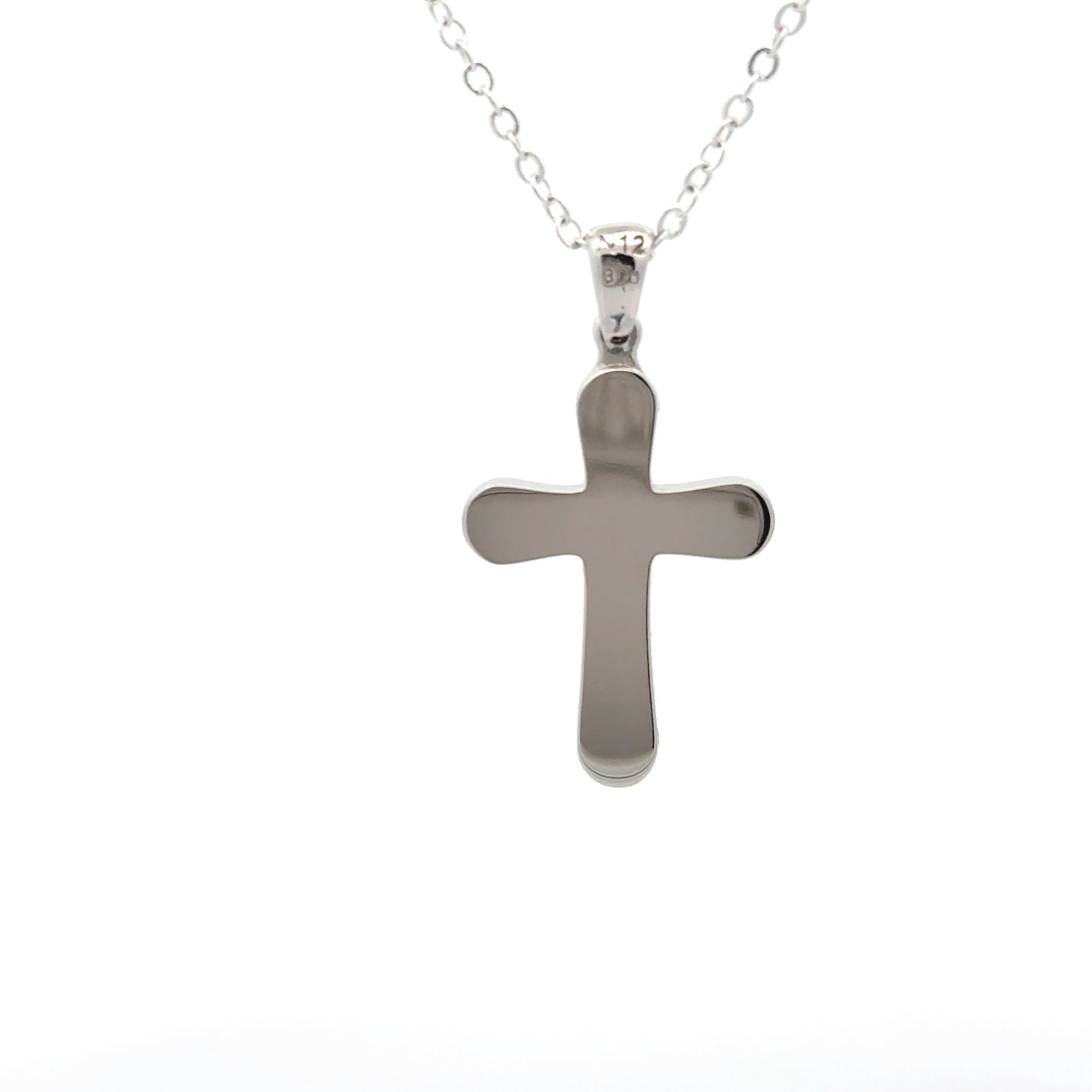 9ct White Gold Cubic Zirconia Cross Pendant