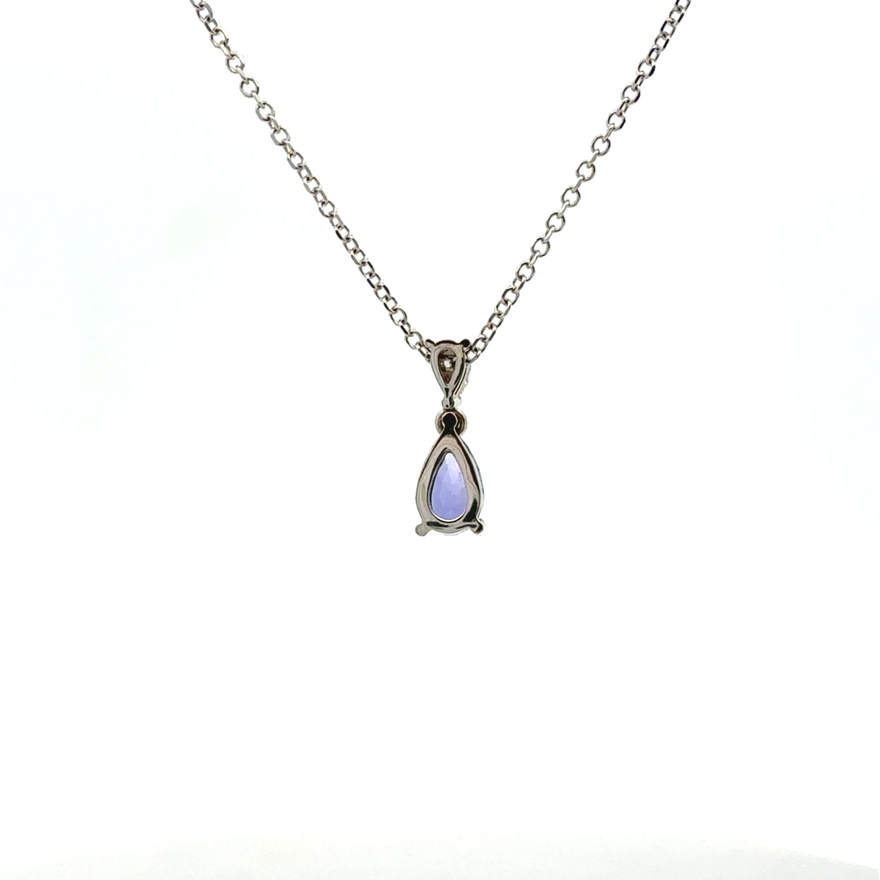 9ct White Gold Tanzanite and Diamond Pendant Necklace