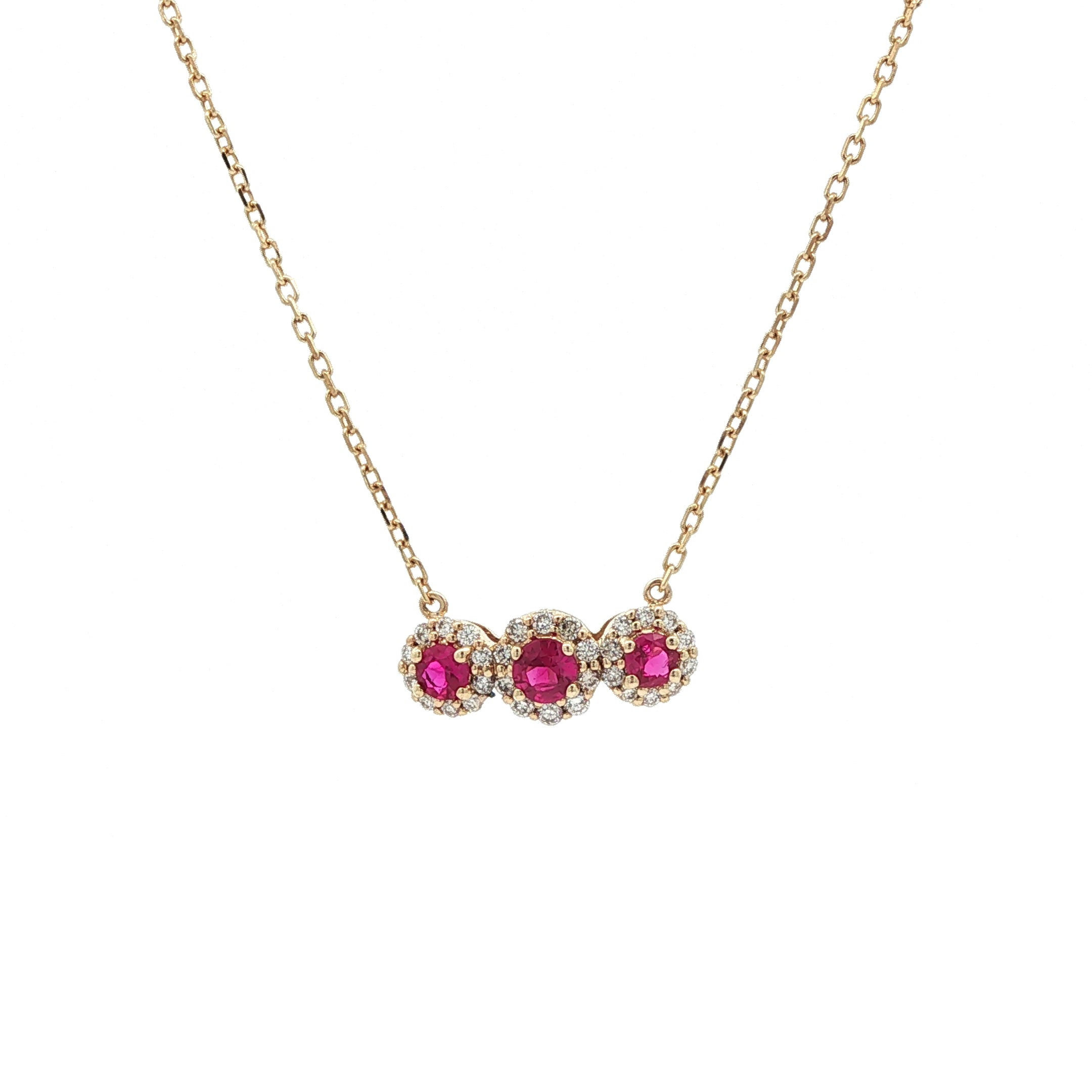 9ct Yellow Gold Ruby and Diamond Necklace