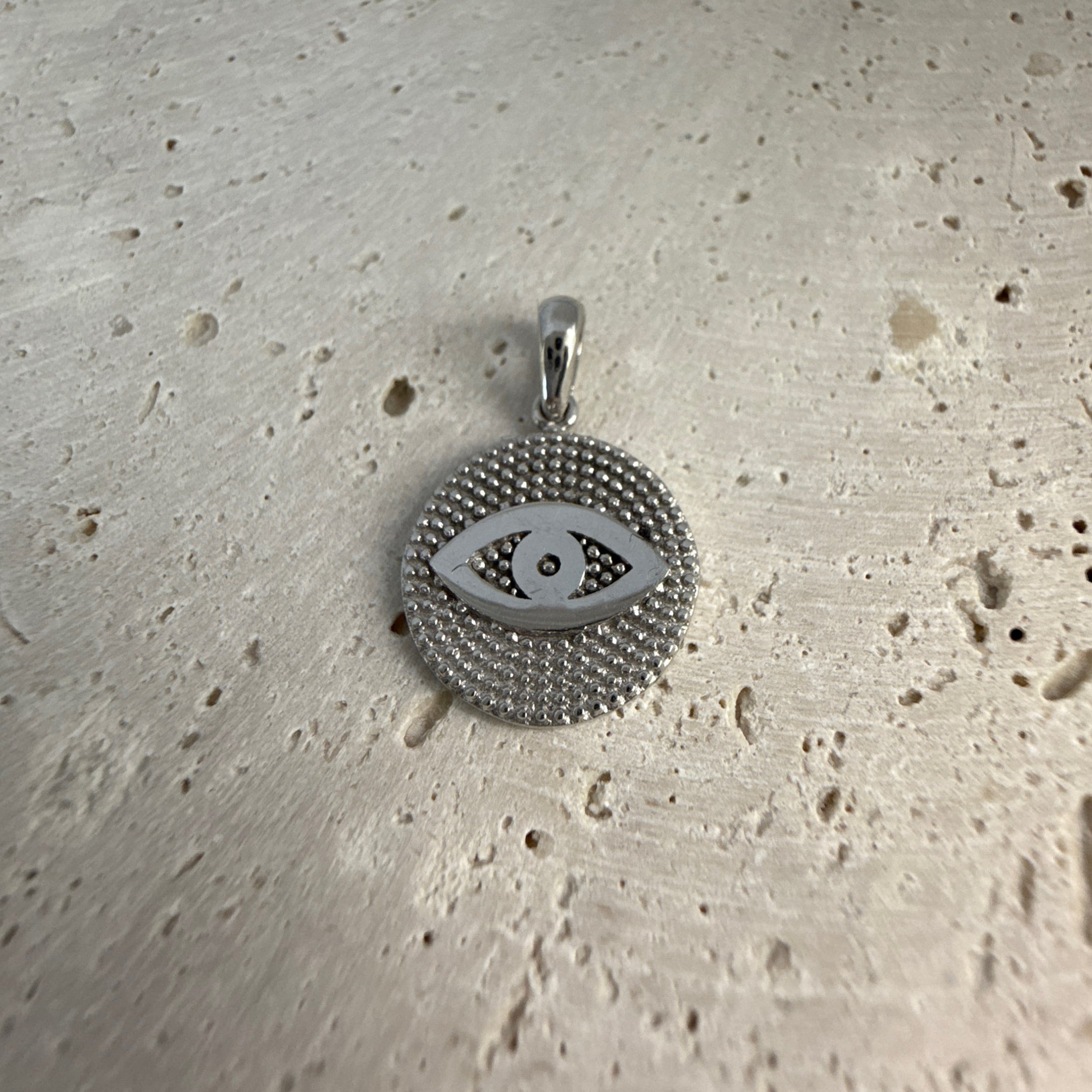 9ct White Gold Evil Eye (Mati) Pendant
