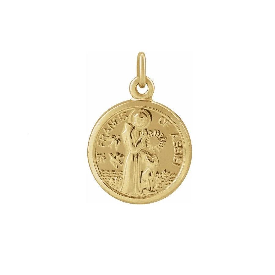 14ct Yellow Gold Saint Francis of Assisi Medallion
