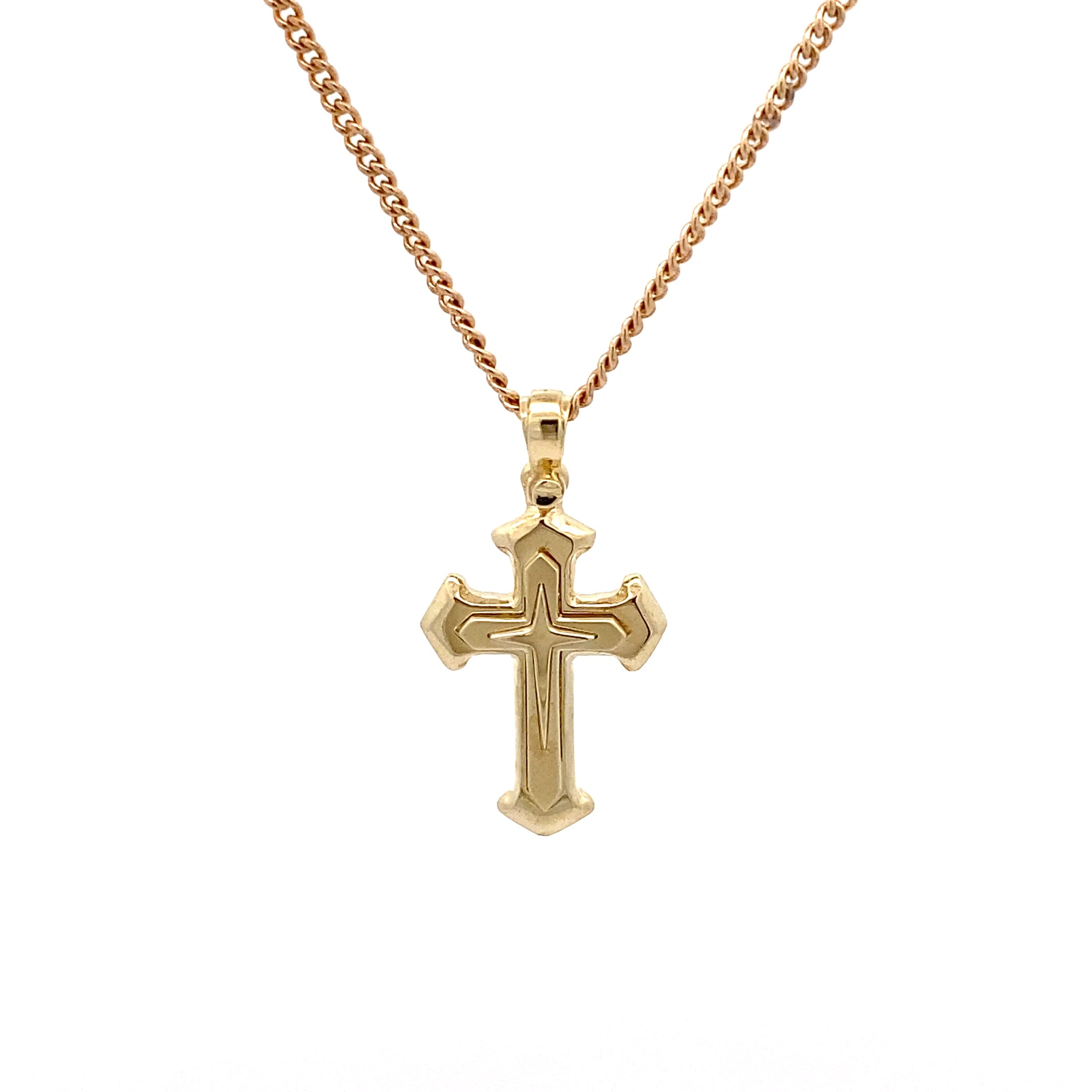 9ct Yellow Gold Flared Cross