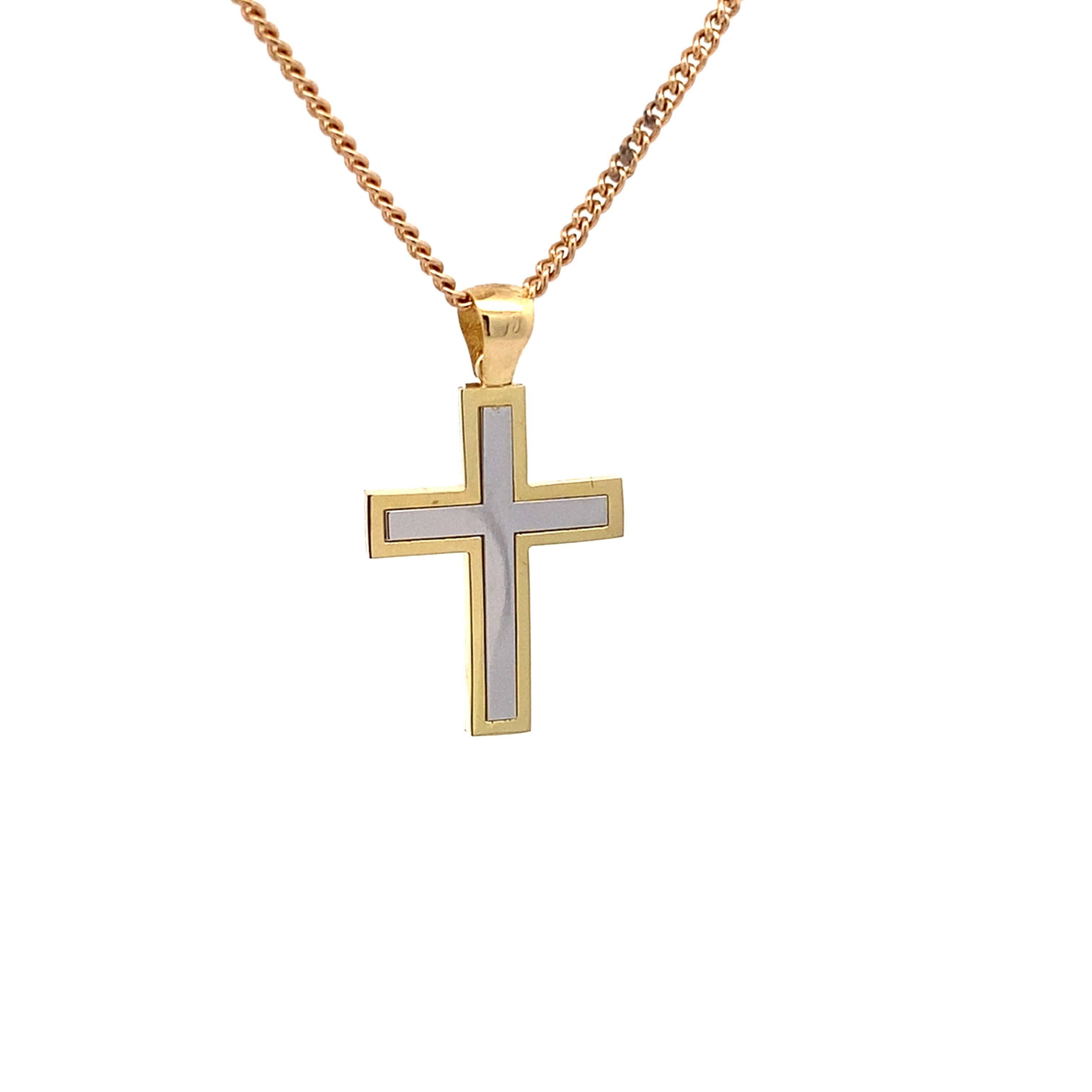 9ct Yellow and White Gold Cross Pendant