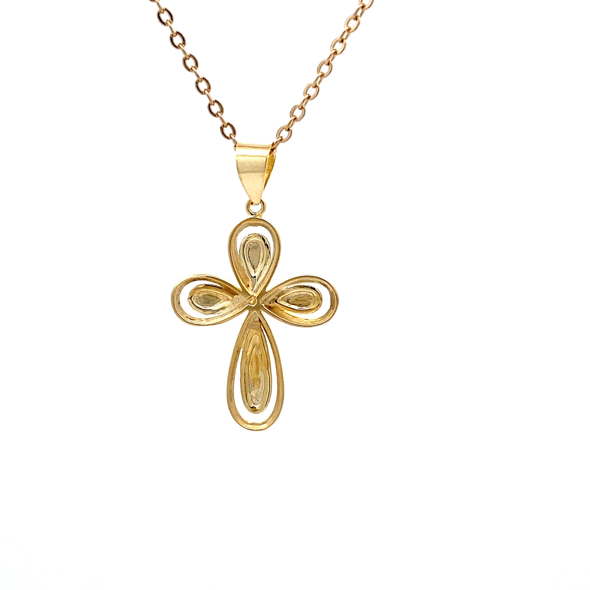 9ct Yellow Gold Faceted Infinity Cross Pendant
