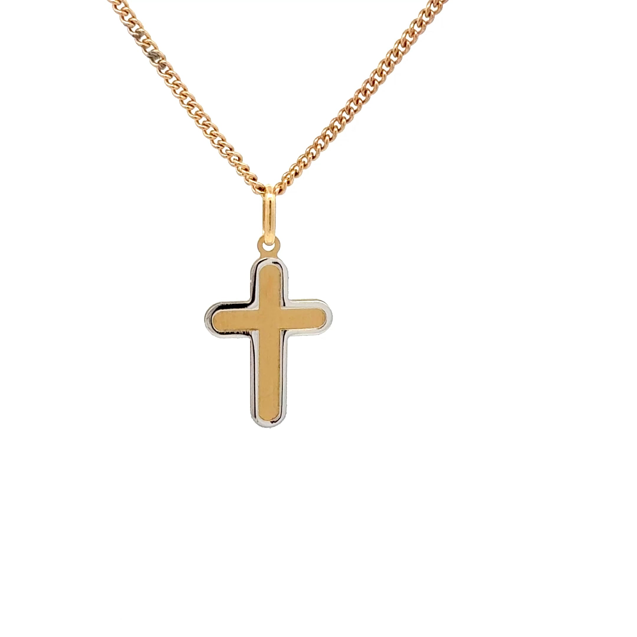 18ct Yellow & White Gold Two-Tone Cross Pendant