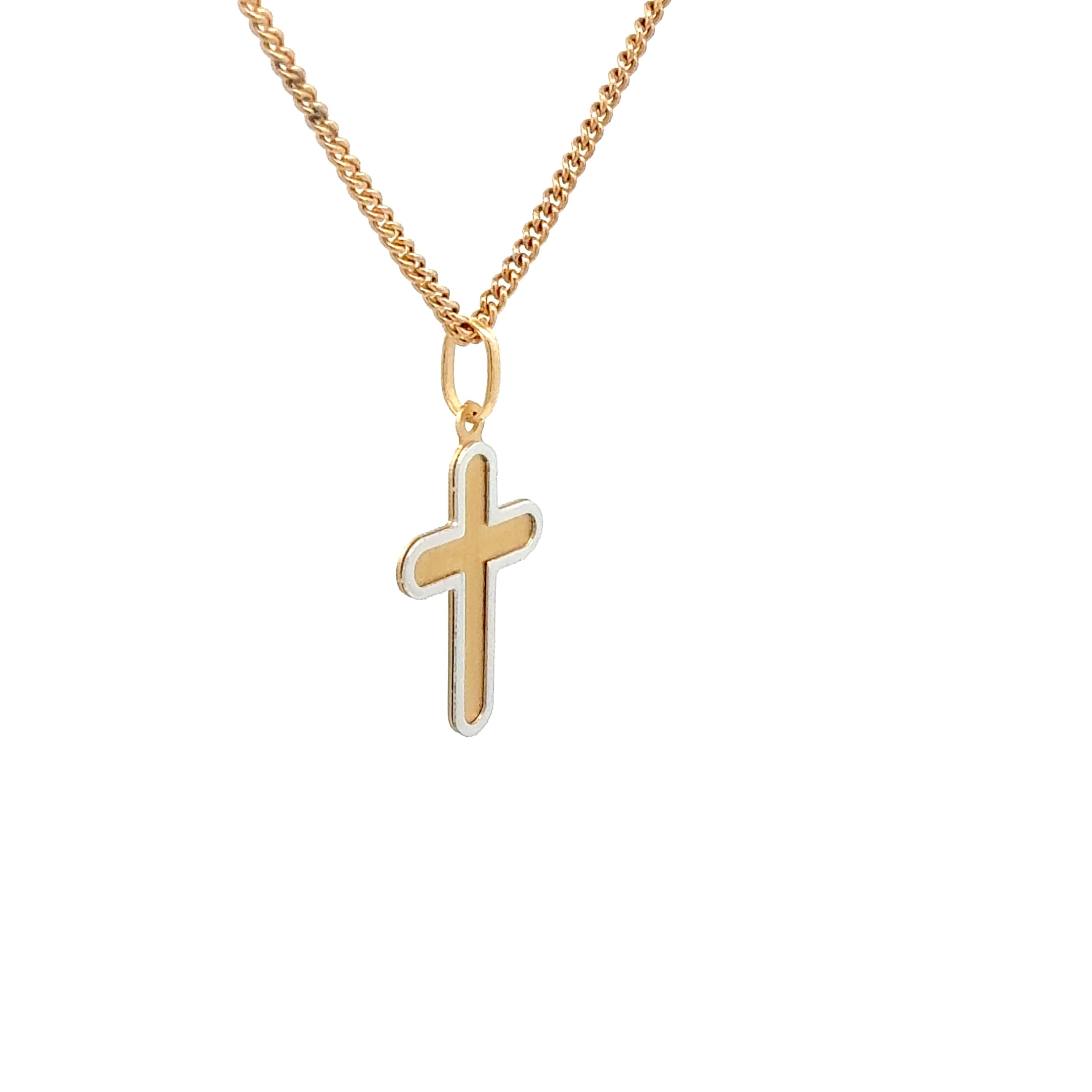 18ct Yellow & White Gold Two-Tone Cross Pendant