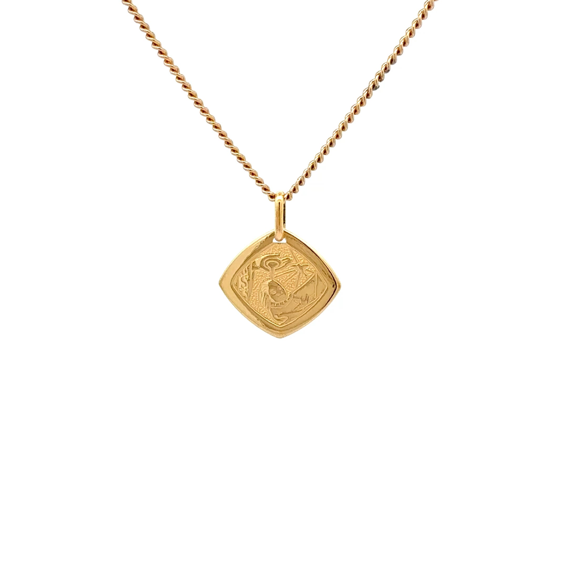 18ct Yellow Gold Cushion Shaped Baptismal Medallion