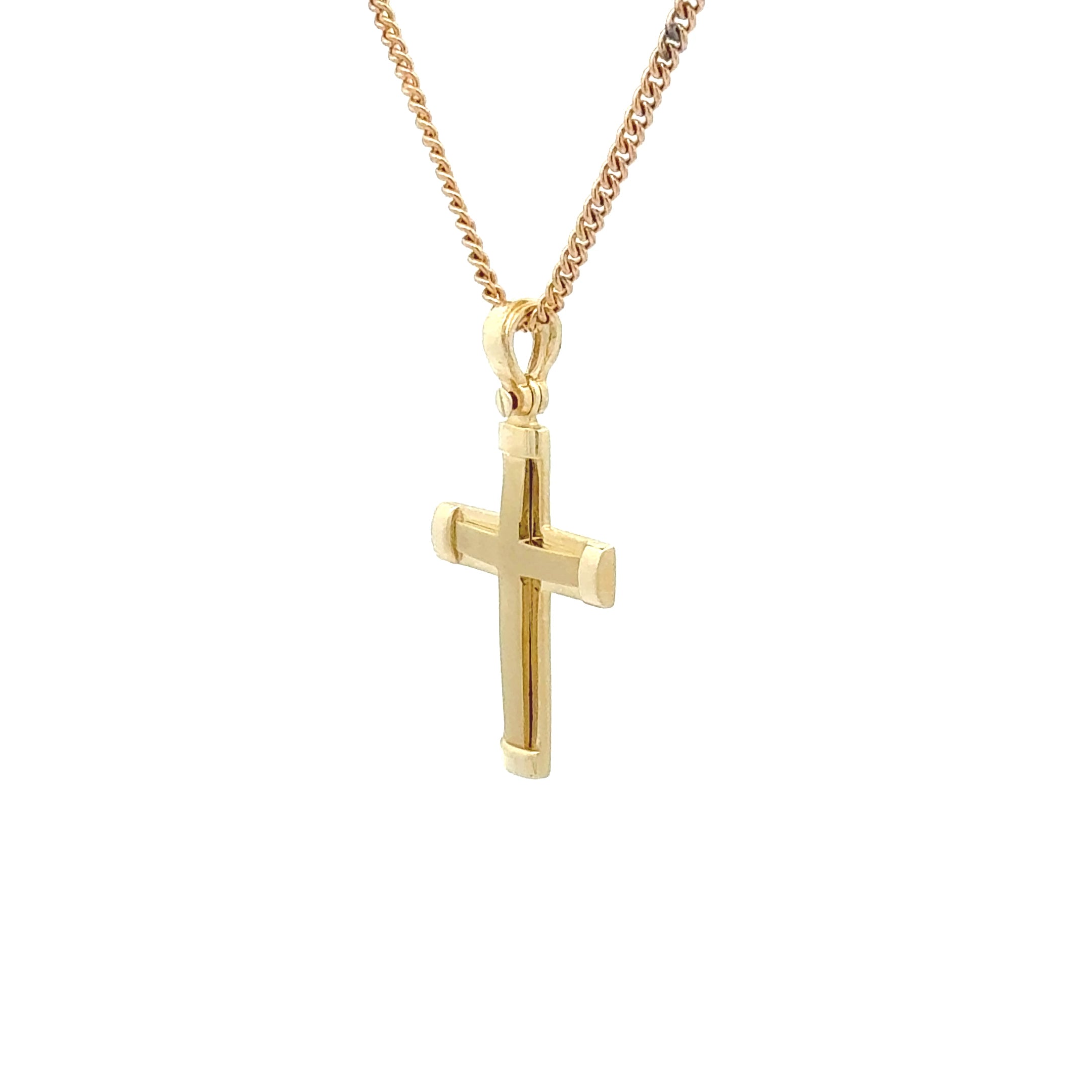 9ct Yellow Gold Cross Pendant – Polished & Matte Finish