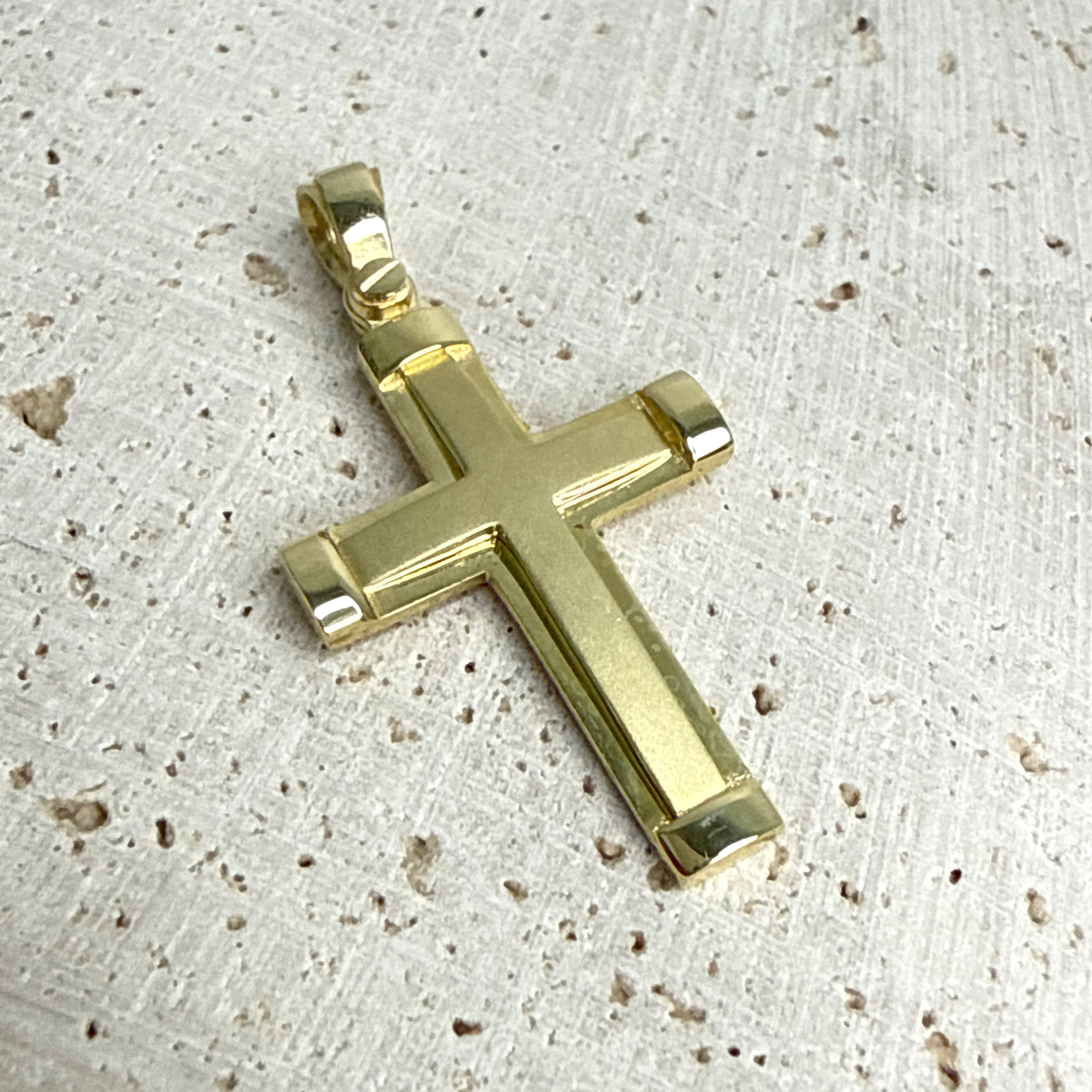 9ct Yellow Gold Cross Pendant – Polished & Matte Finish