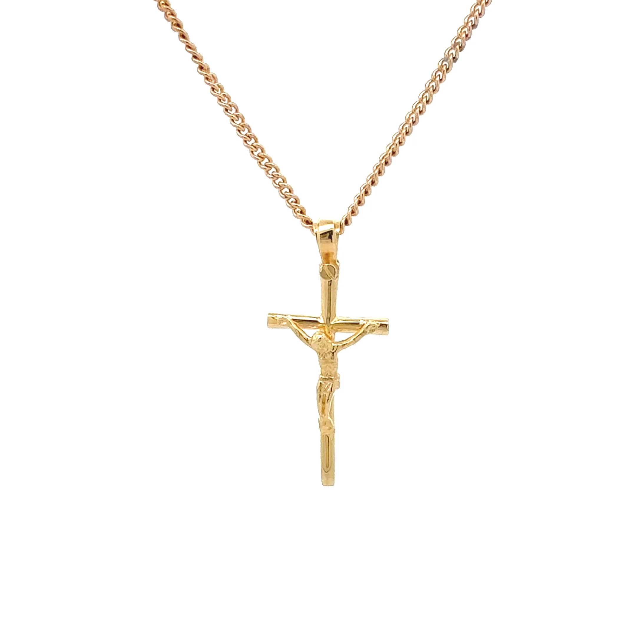 18ct Yellow Gold Tubular Crucifix