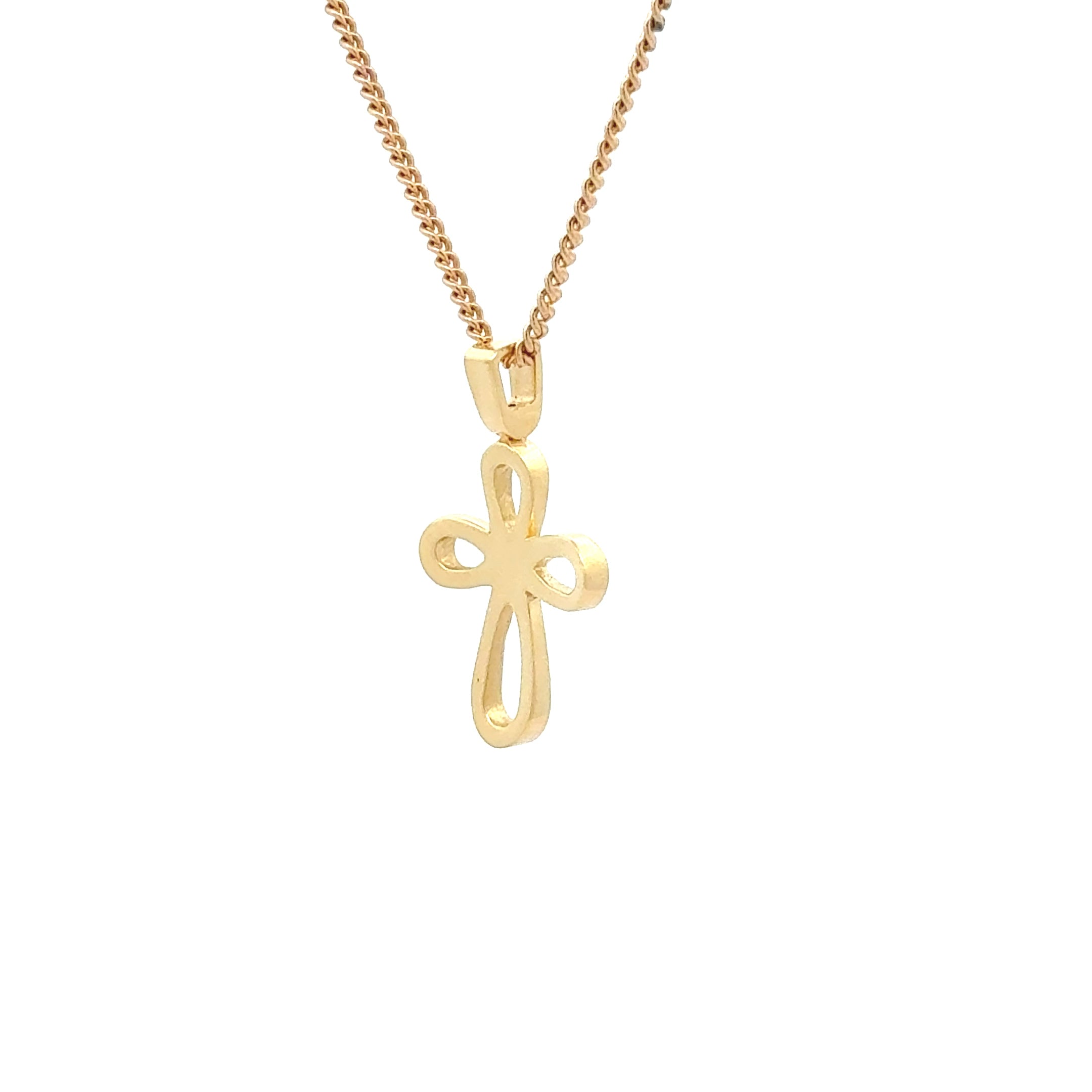 18ct Yellow Gold Rounded Cut-Out Cross Pendant