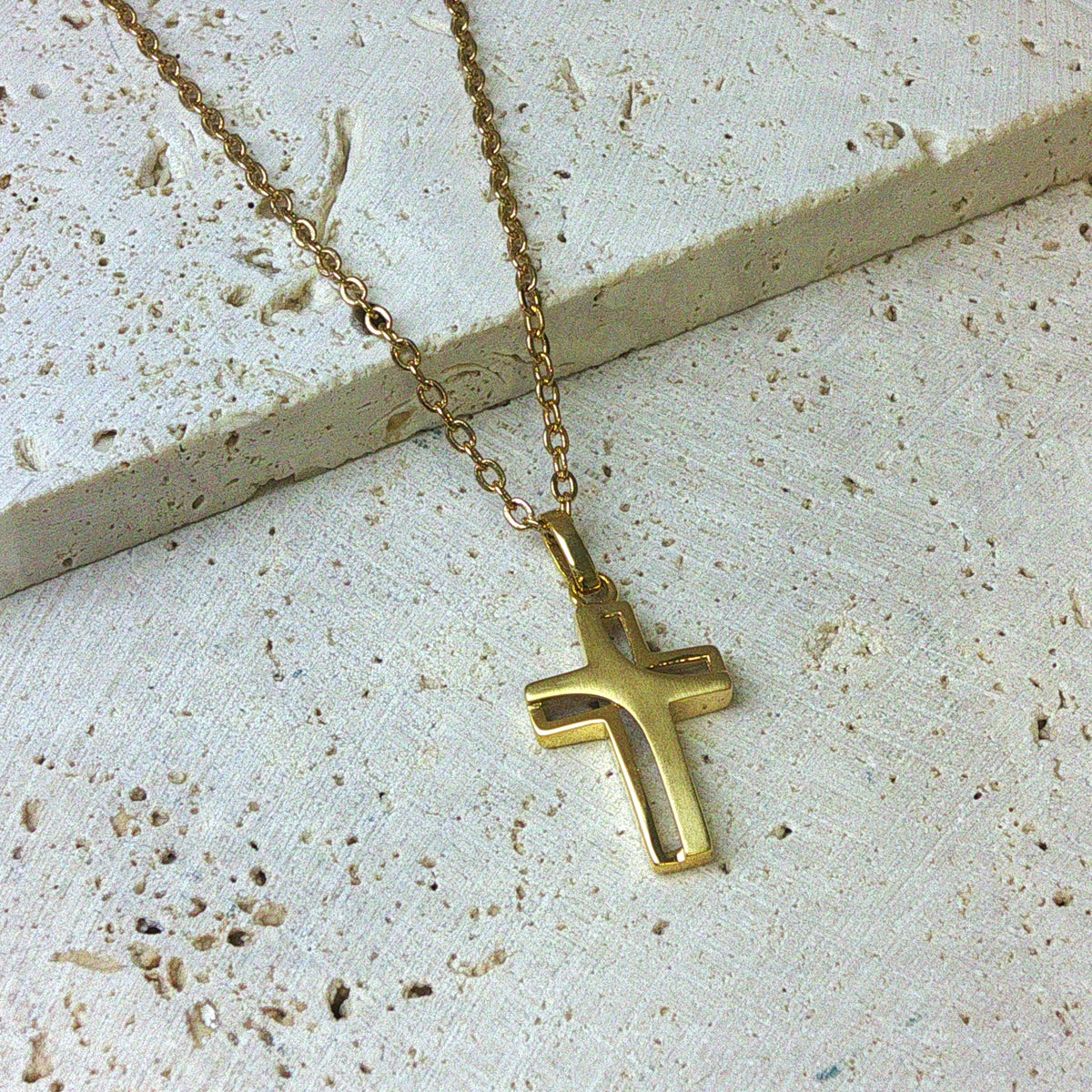 9ct Yellow Gold Cut-Out Cross Pendant