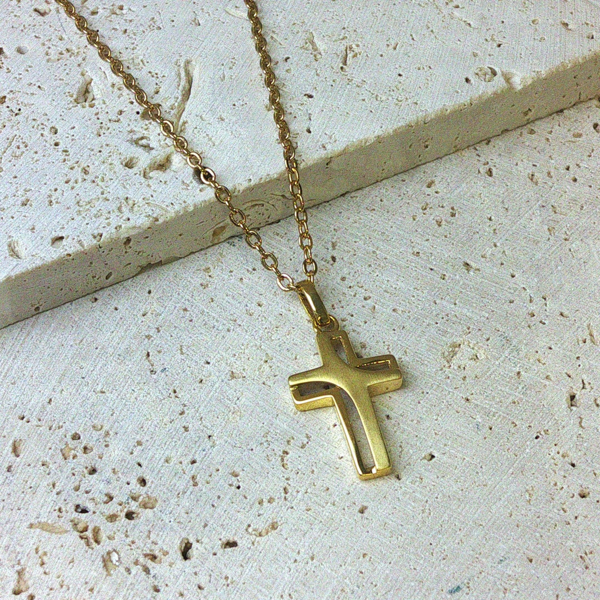 9ct Yellow Gold Cut-Out Cross Pendant