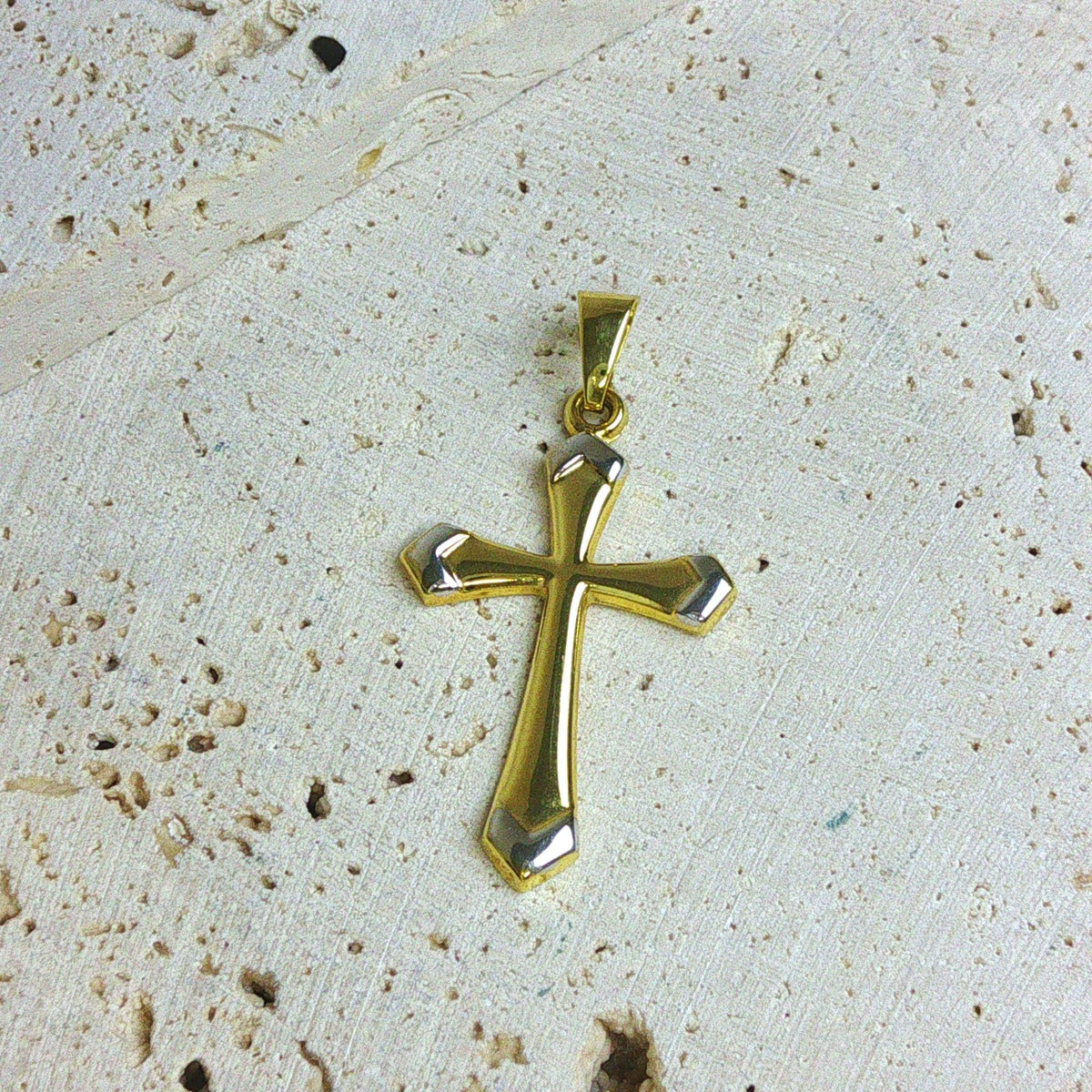 9ct Yellow & White Gold Orthodox Cross Pendant