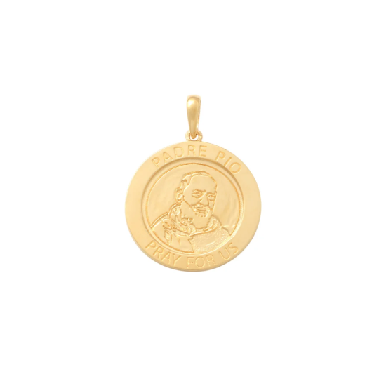 9ct Yellow Gold St Padre Pio Medallion