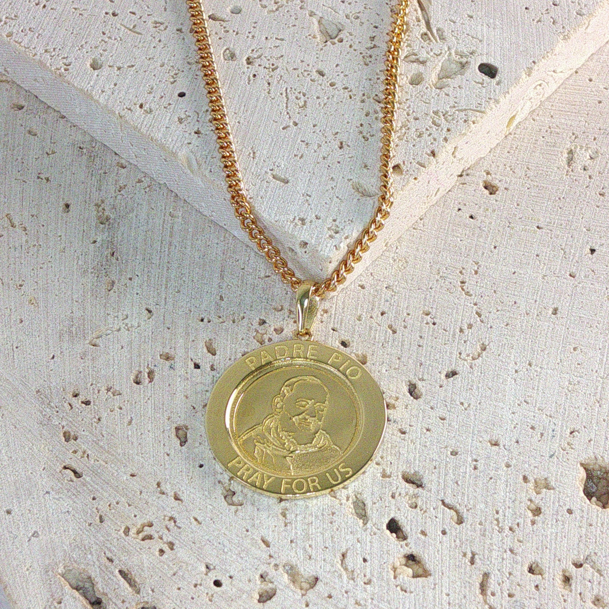 9ct Yellow Gold St Padre Pio Medallion