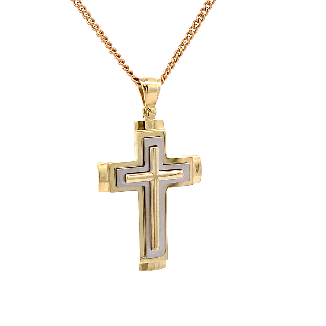 9ct Yellow and White Gold Cross
