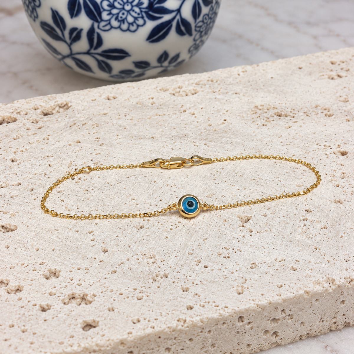 9ct Yellow Gold Evil Eye Mati Bracelet