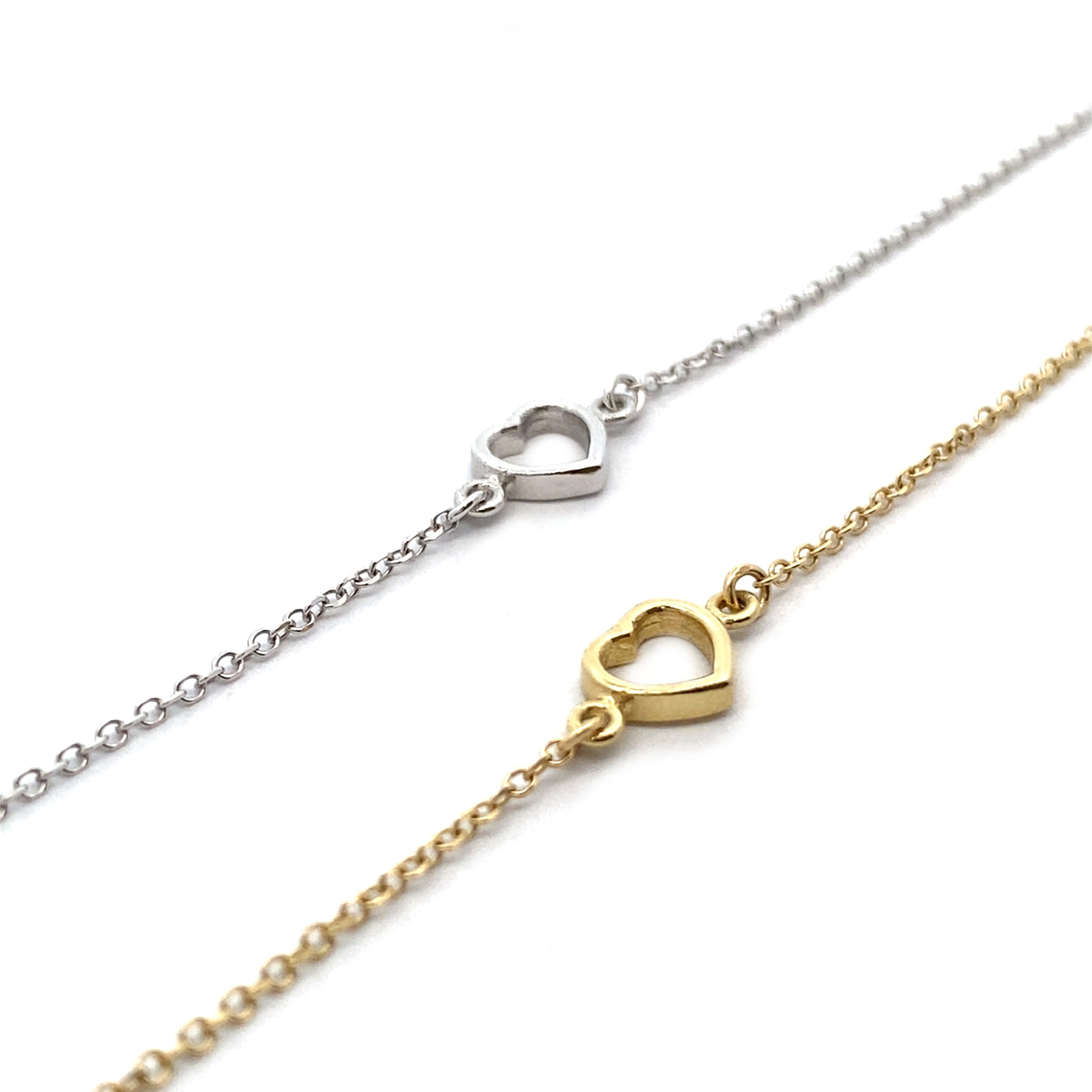 9ct Gold Heart Detail Bracelet – Yellow or White Gold
