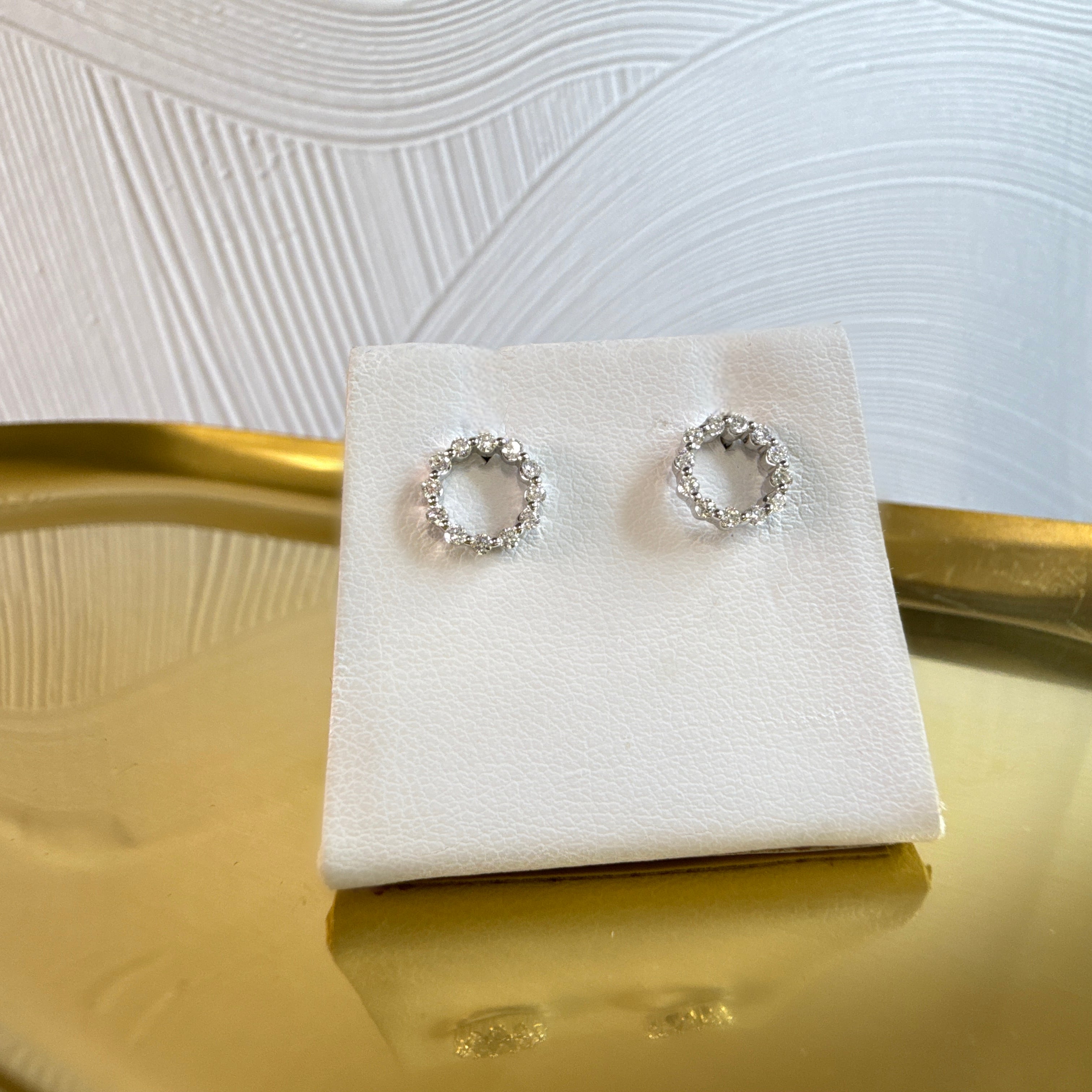 9ct White Gold Circle of Life Diamond Stud Earrings