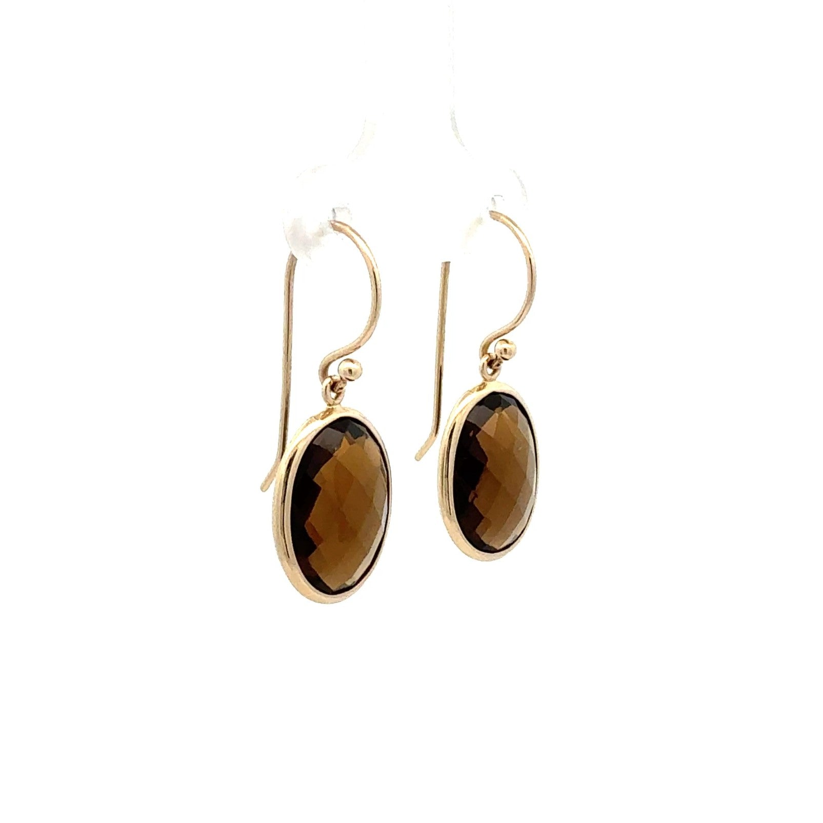 9ct Yellow Gold Smokey Quartz Drop Earrings