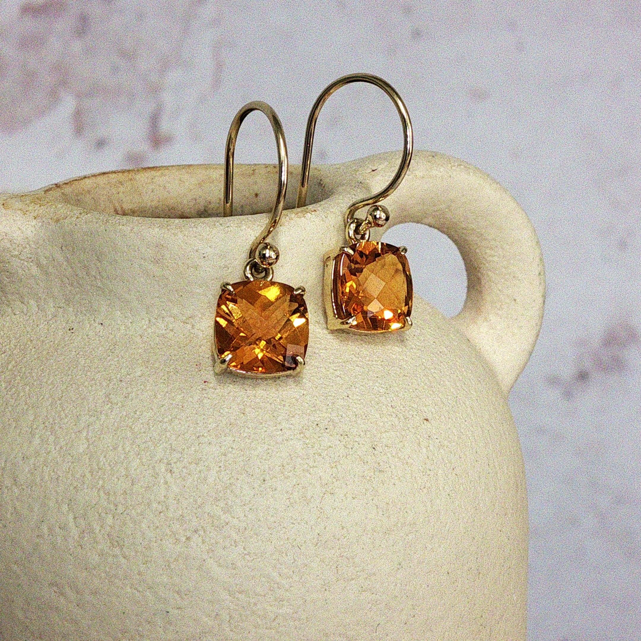 9ct Yellow Gold Citrine Drop Earrings