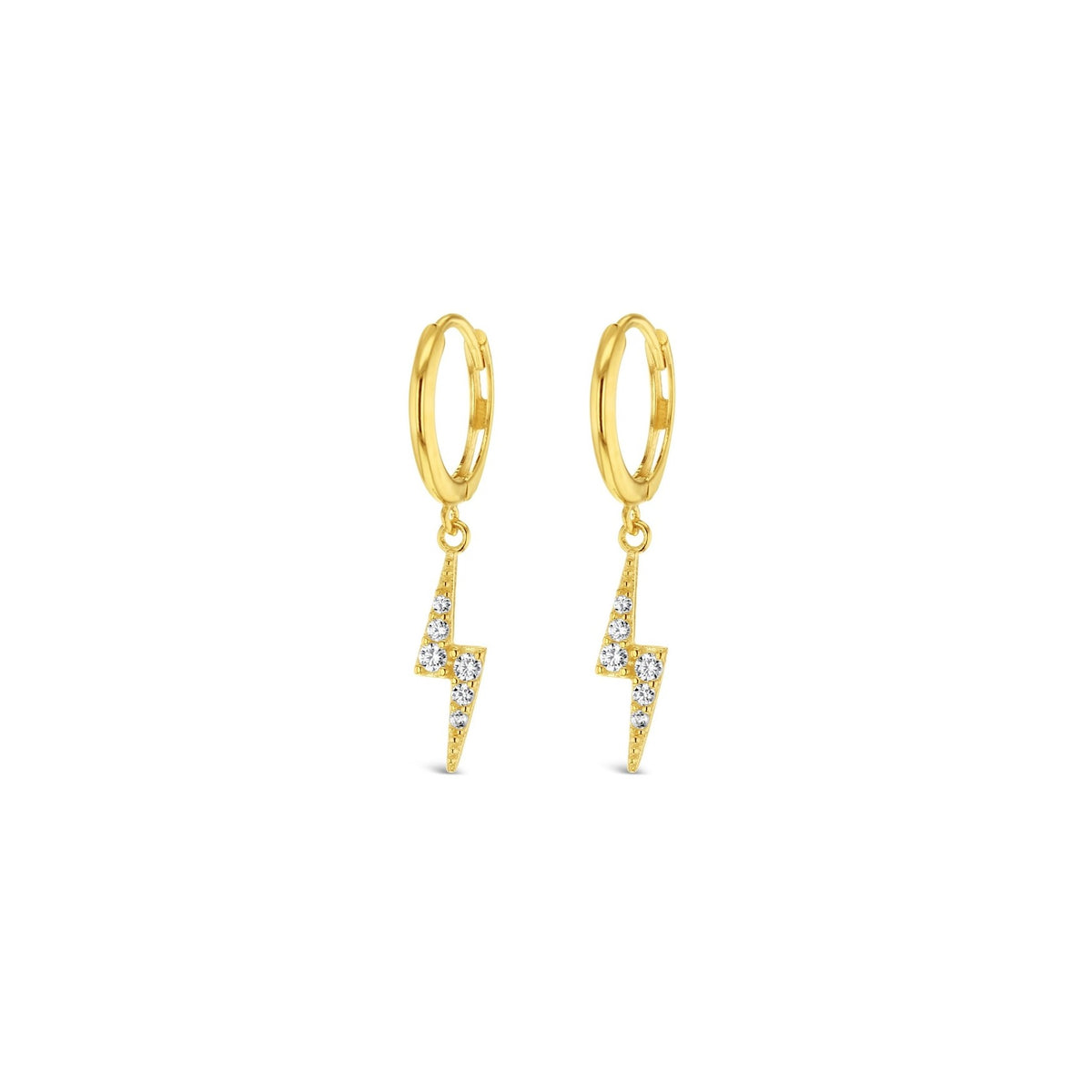 9ct Yellow Gold Cubic Zirconia Set Lightning Bolt Huggies