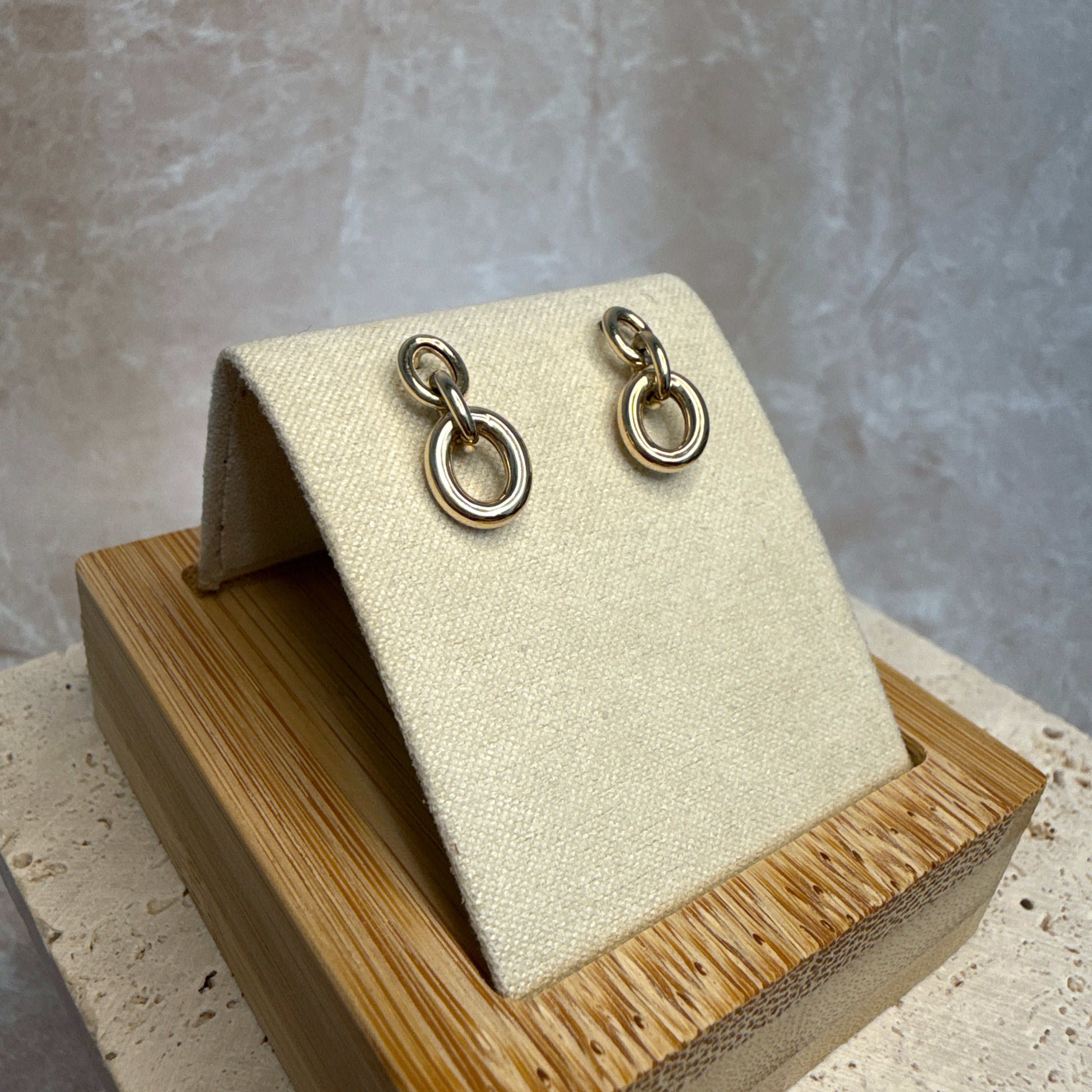 9ct Yellow Gold Triple Ring Drop Earrings