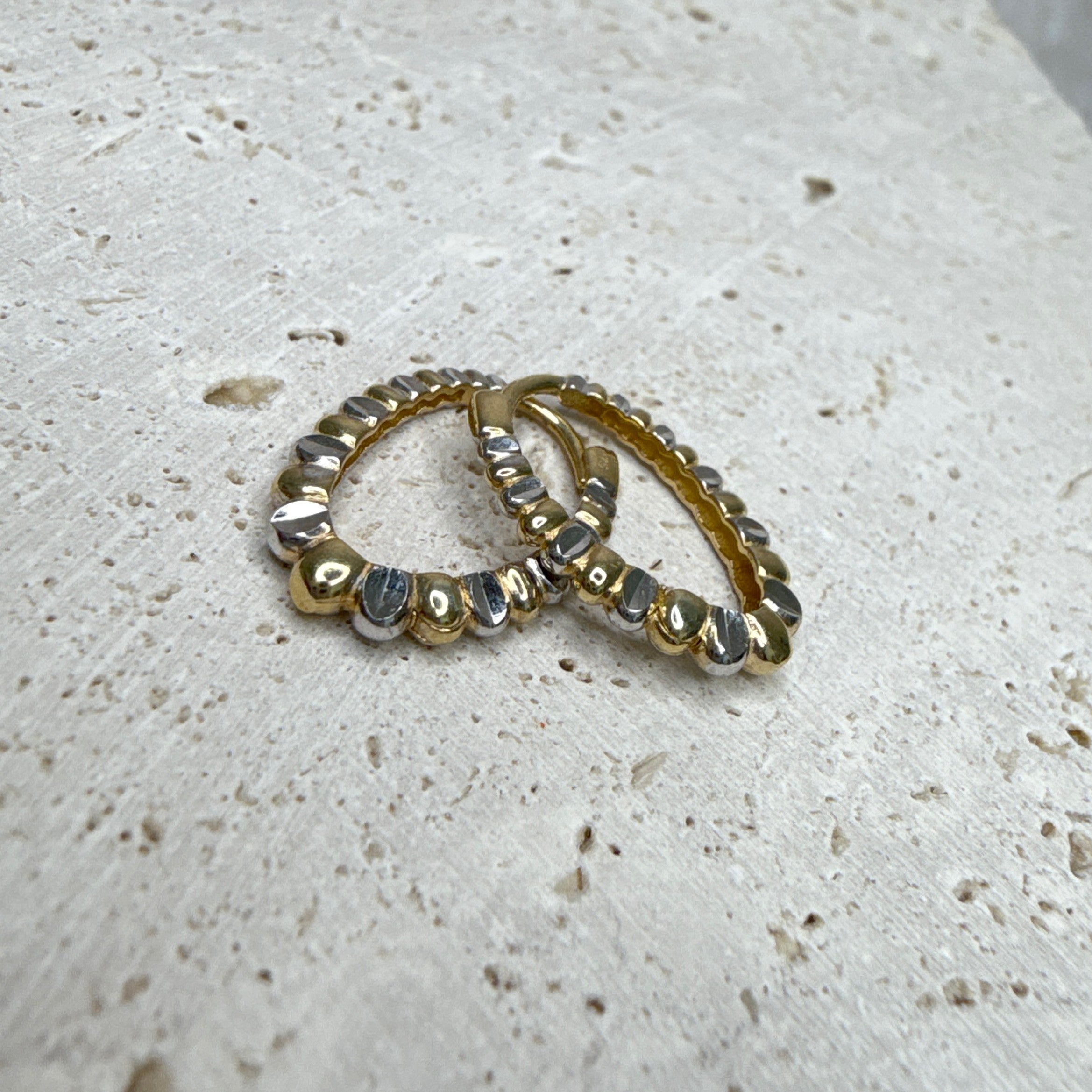 9ct Two-Tone Gold Oval Hoop Earrings