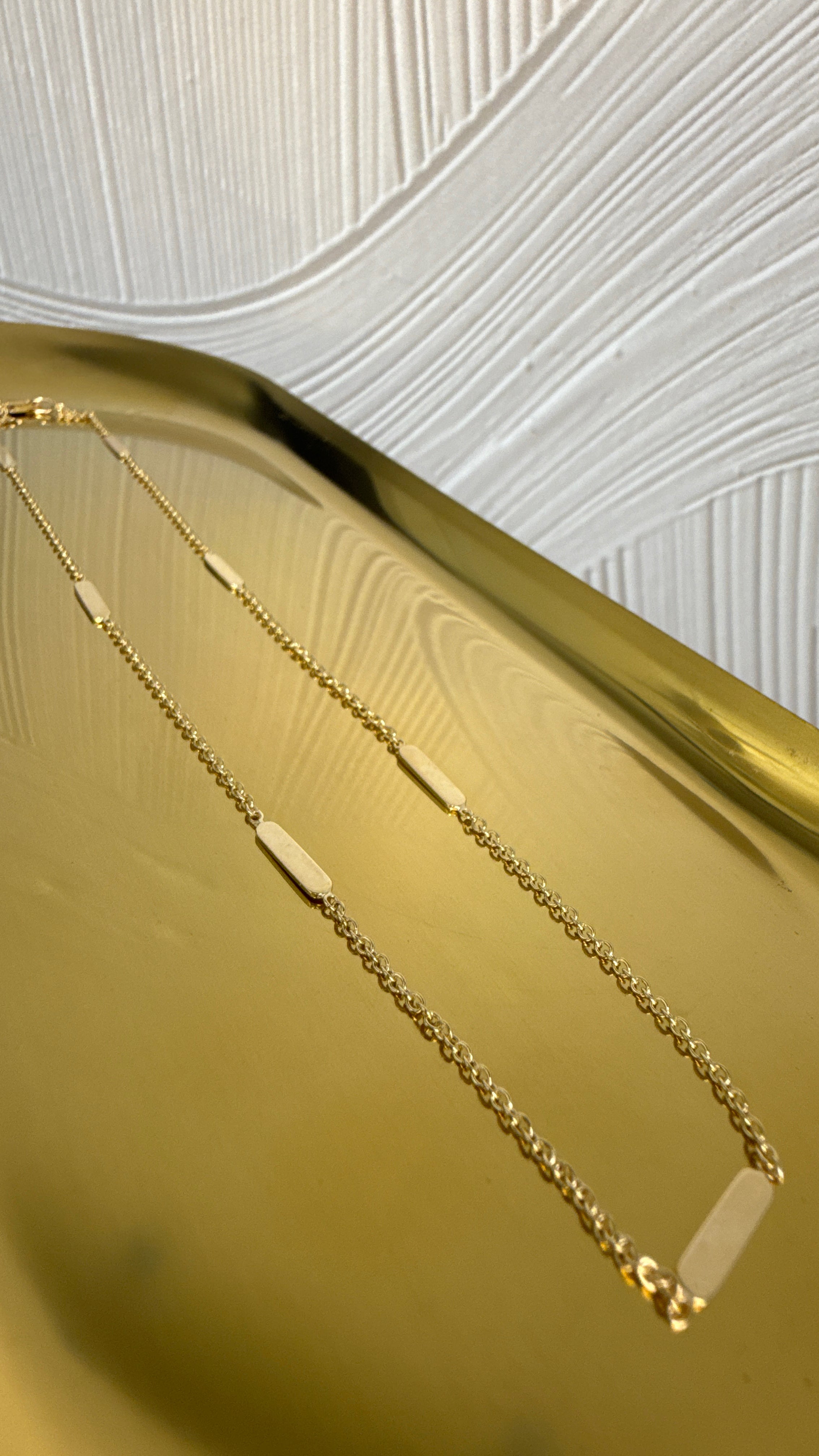 9ct Yellow Gold Cable Necklace with Seven Bar Stations