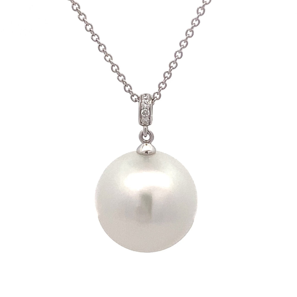 18ct White Gold Autore South Sea Pearl & Diamond Pendant Necklace