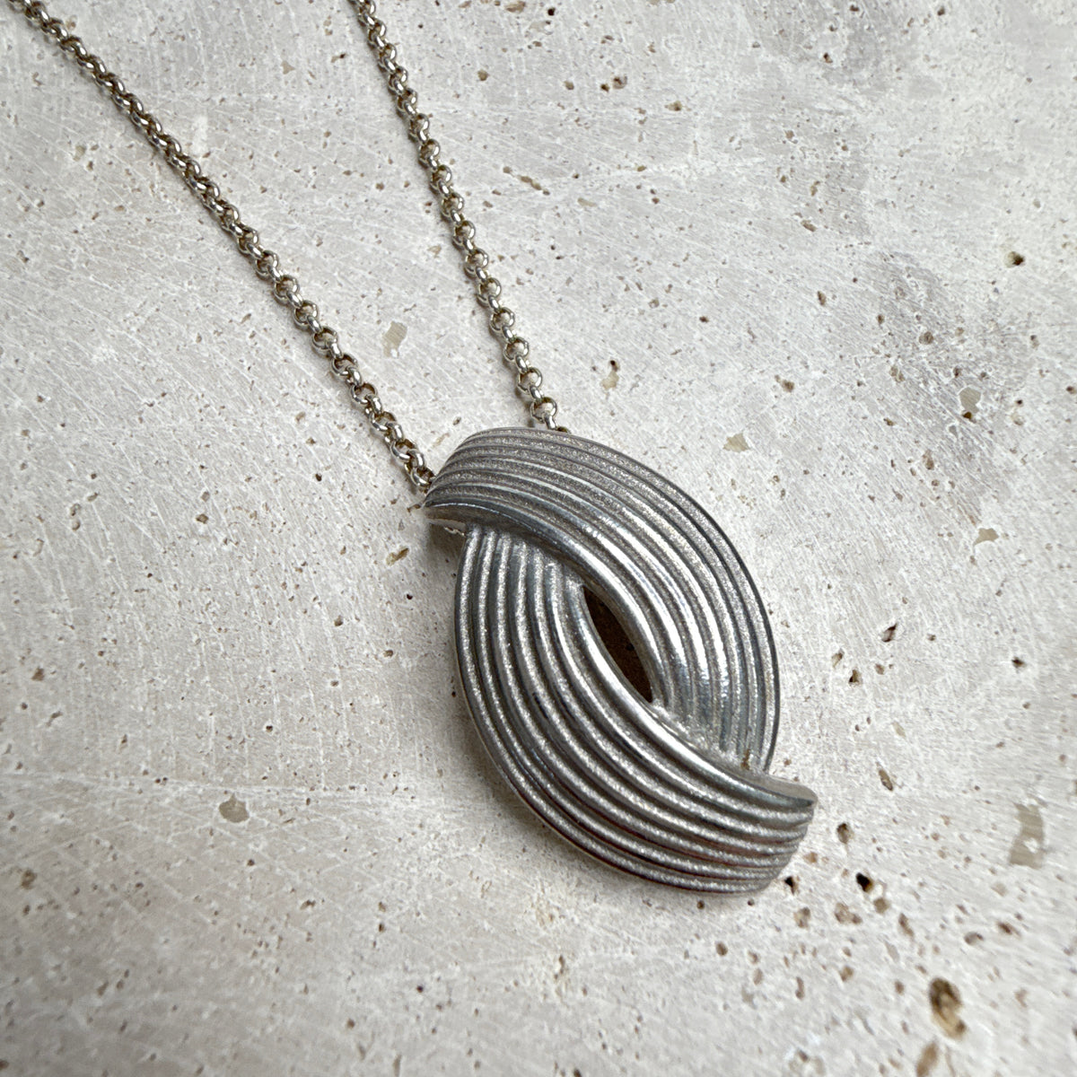 Sterling Silver Marquise Pendant Necklace with 50cm Belcher Chain
