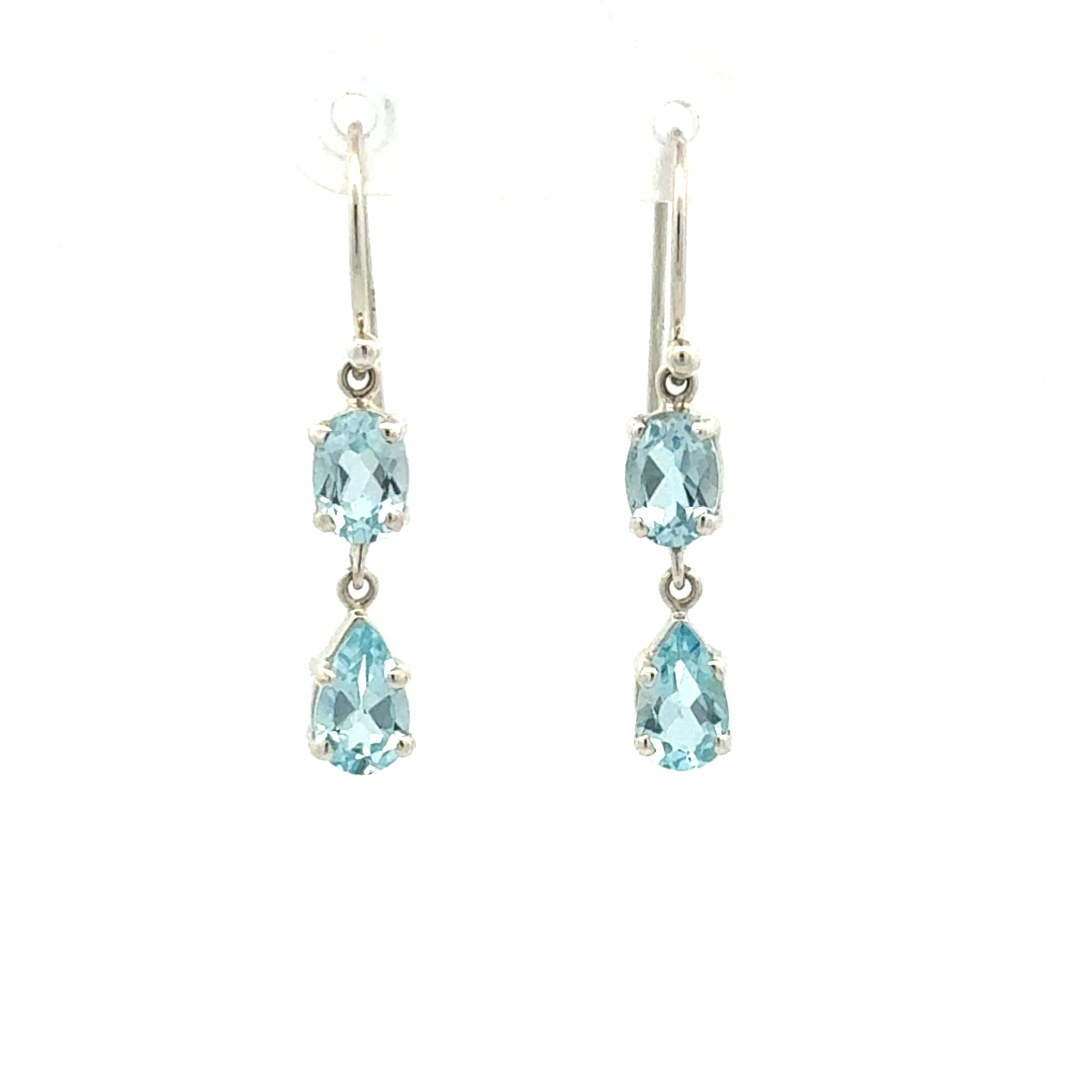Sterling Silver Topaz Double Drop Earrings