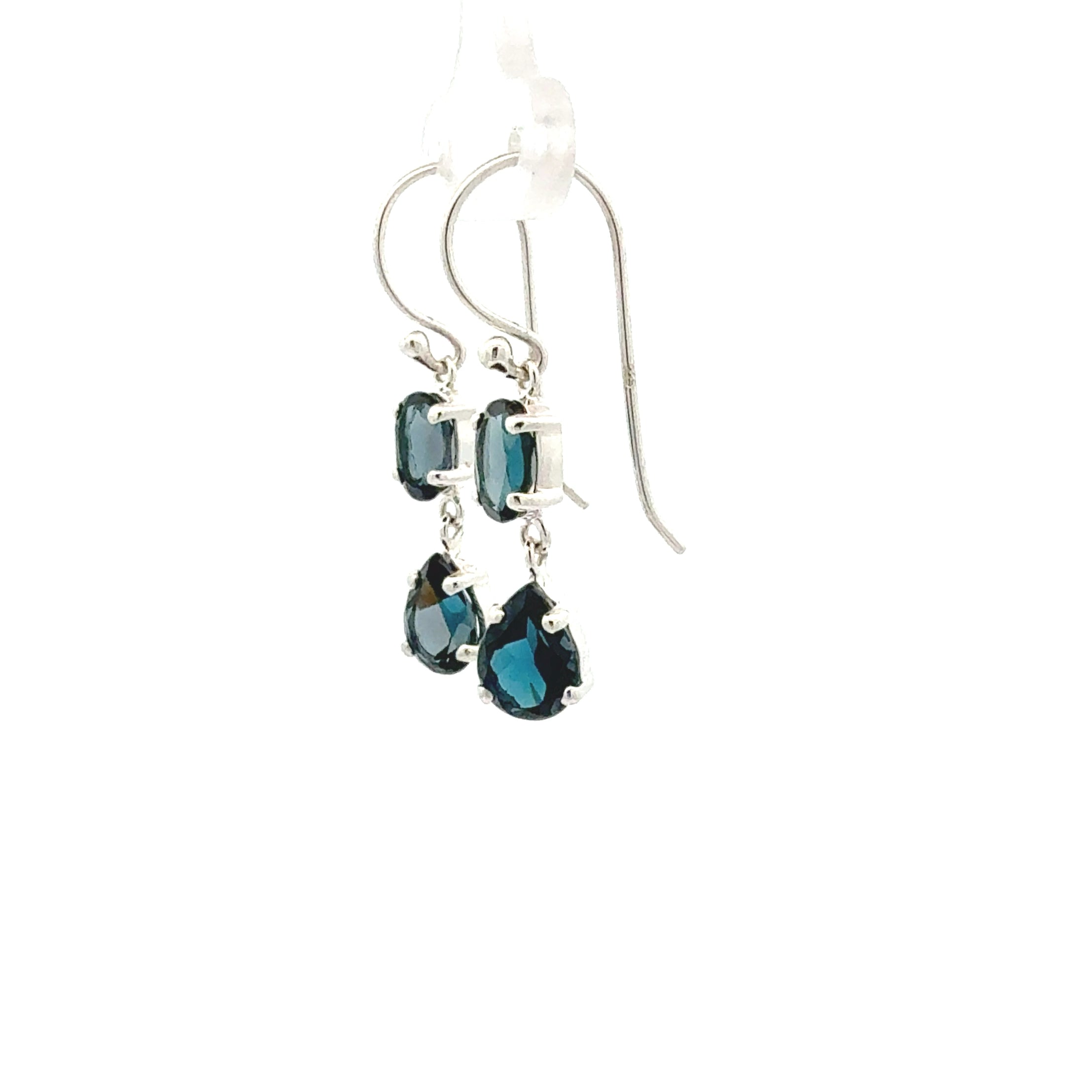 Sterling Silver London Blue Topaz Double Drop Earrings