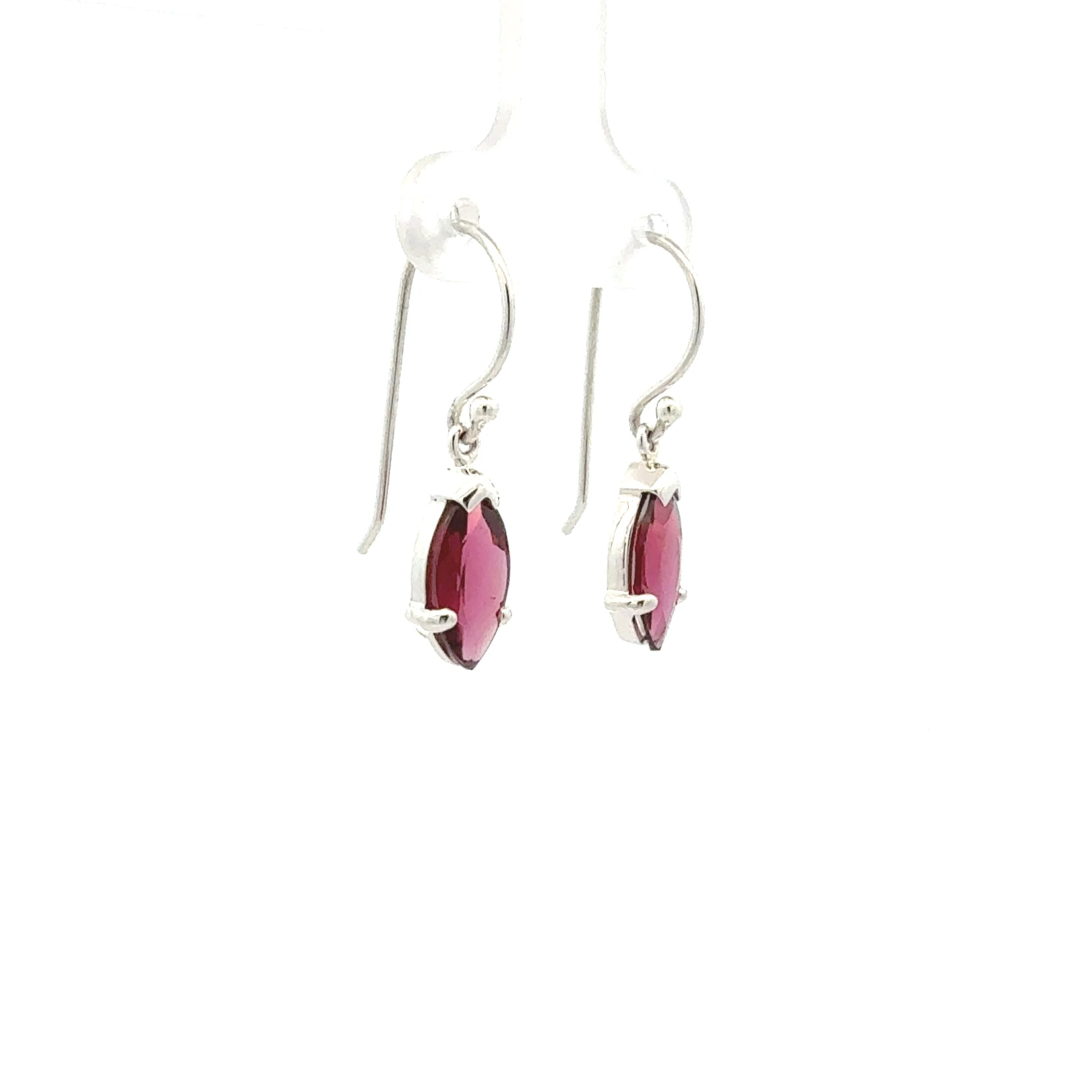Sterling Silver Marquise Rhodolite Garnet Drop Earrings