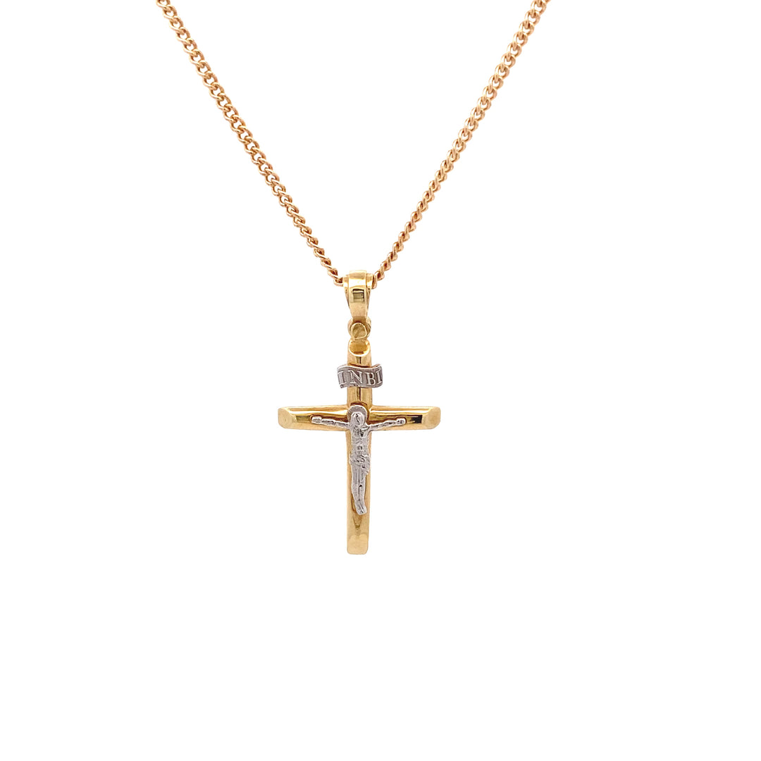 9ct Crucifix in Yellow and White Gold