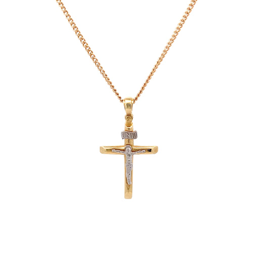 9ct Crucifix in Yellow and White Gold